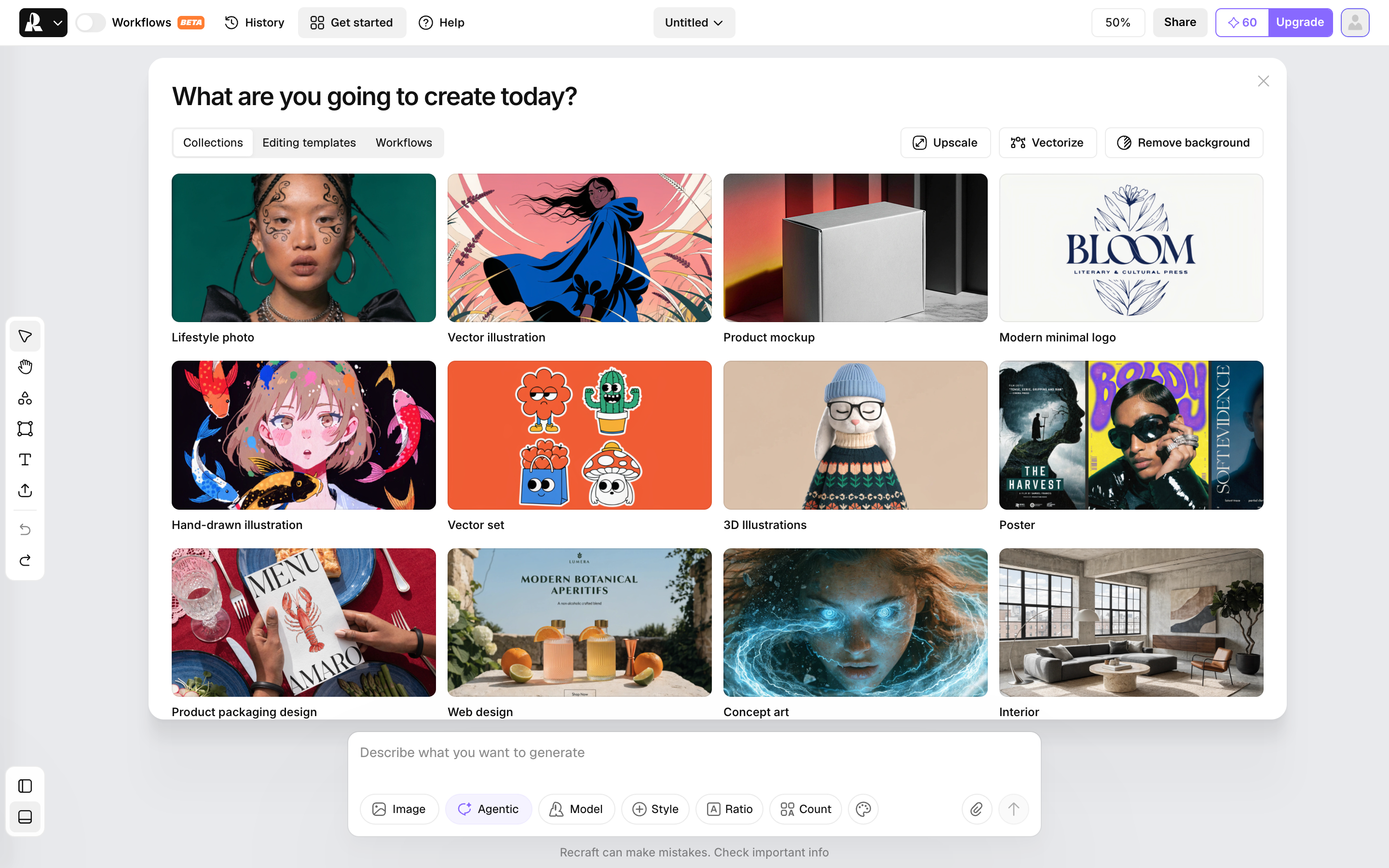 Recraft — create-template-picker screenshot