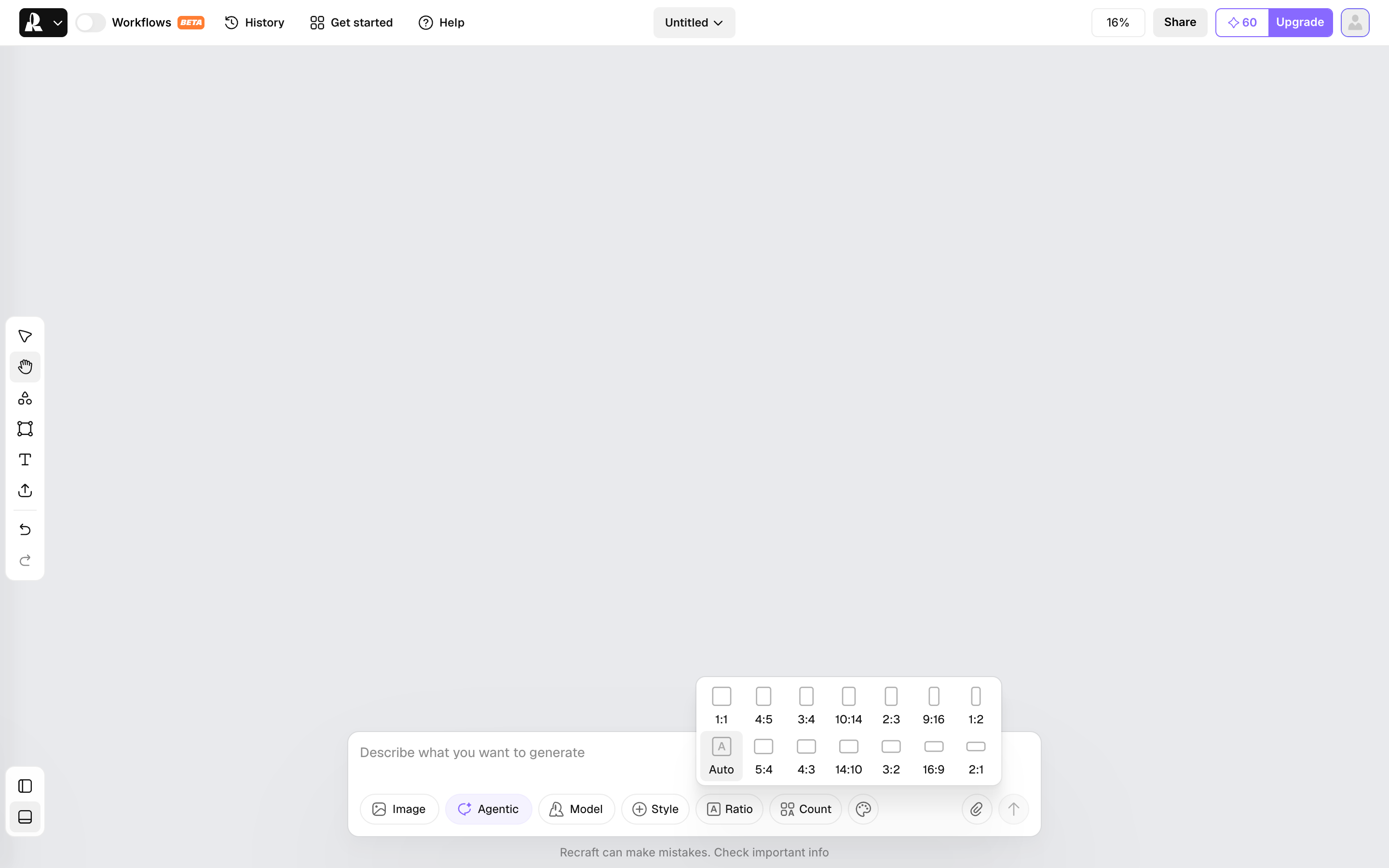 Recraft — aspect-ratio-picker screenshot
