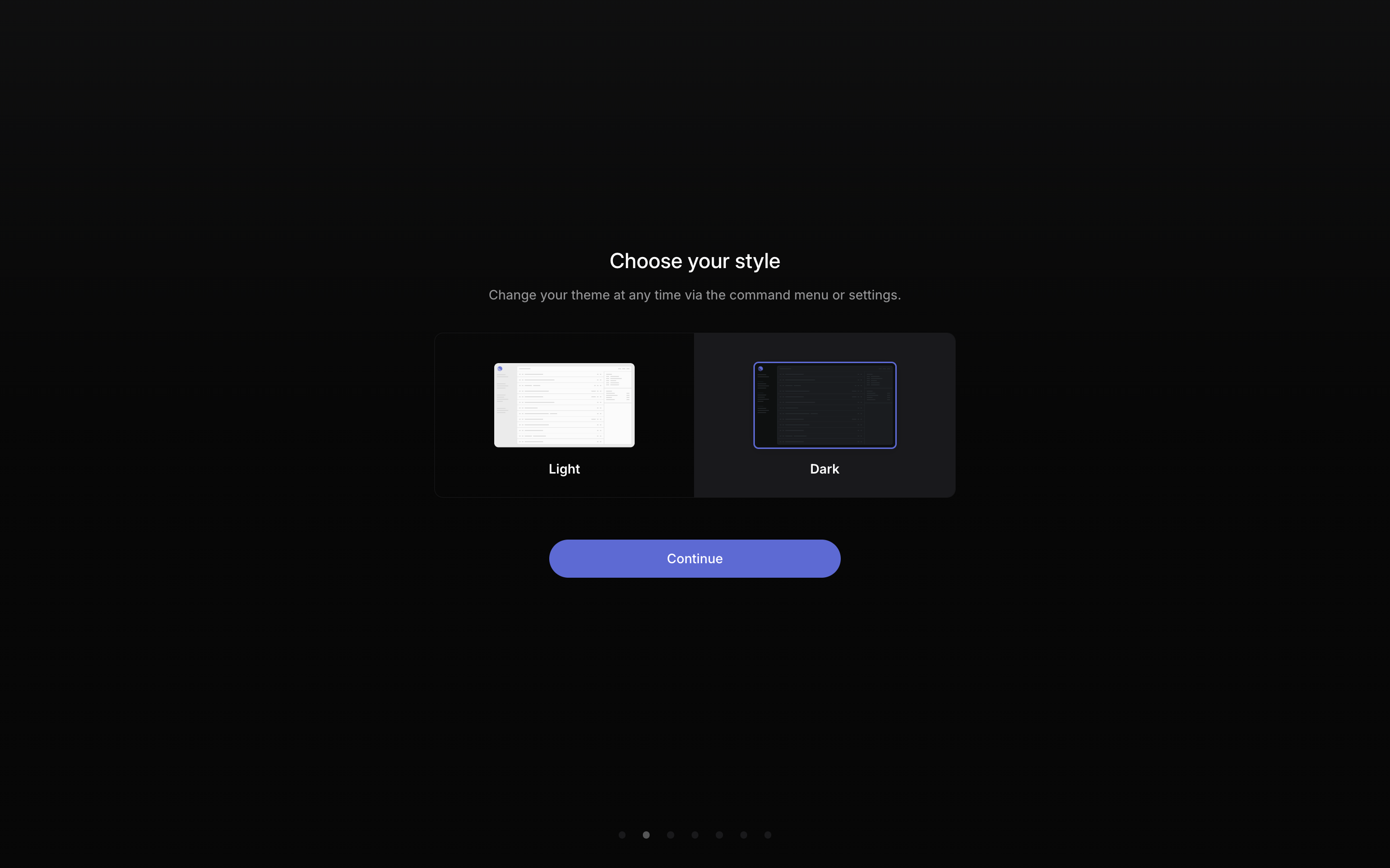 Linear — choose-style-dark screenshot