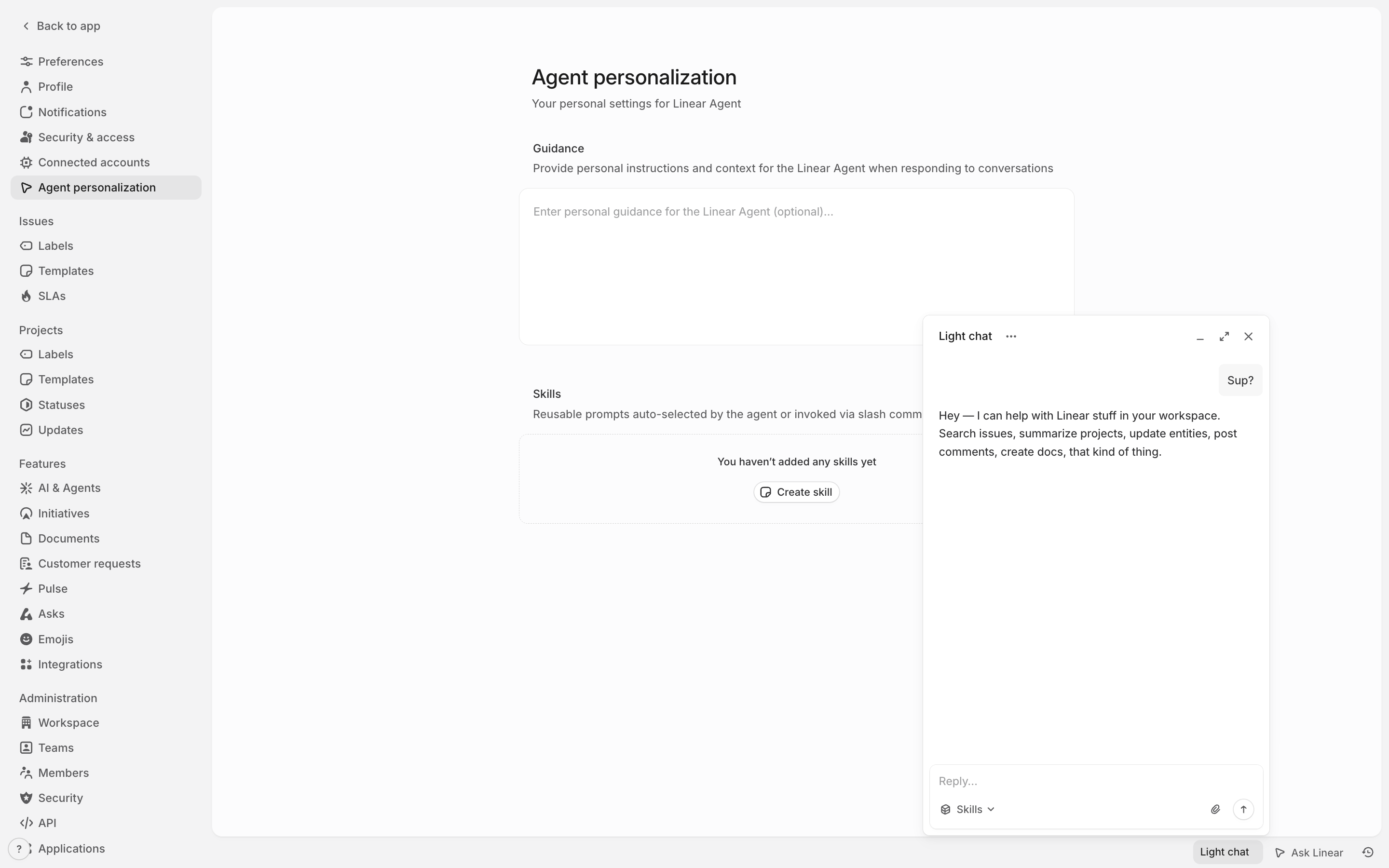Linear — agent-personalization screenshot
