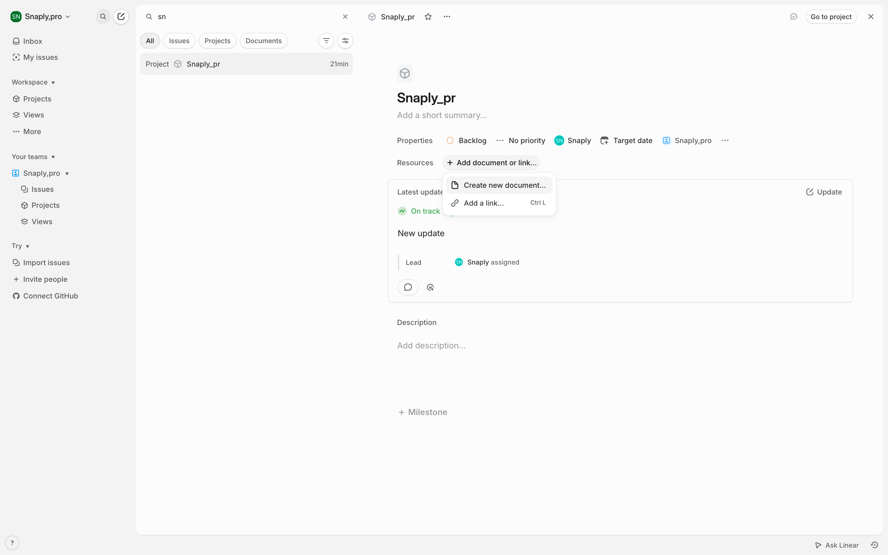 Linear — project-overview-details screenshot
