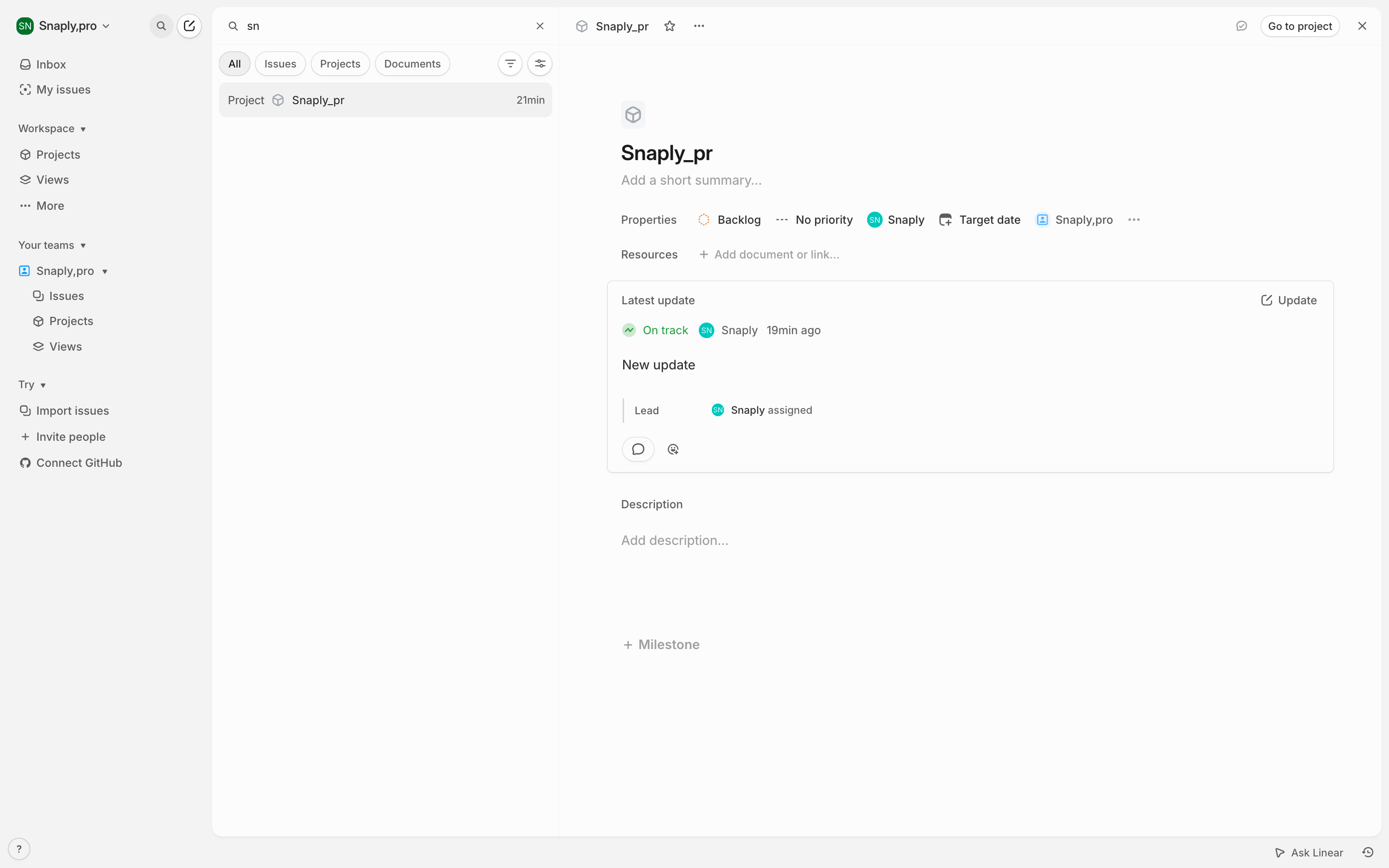Linear — project-overview screenshot