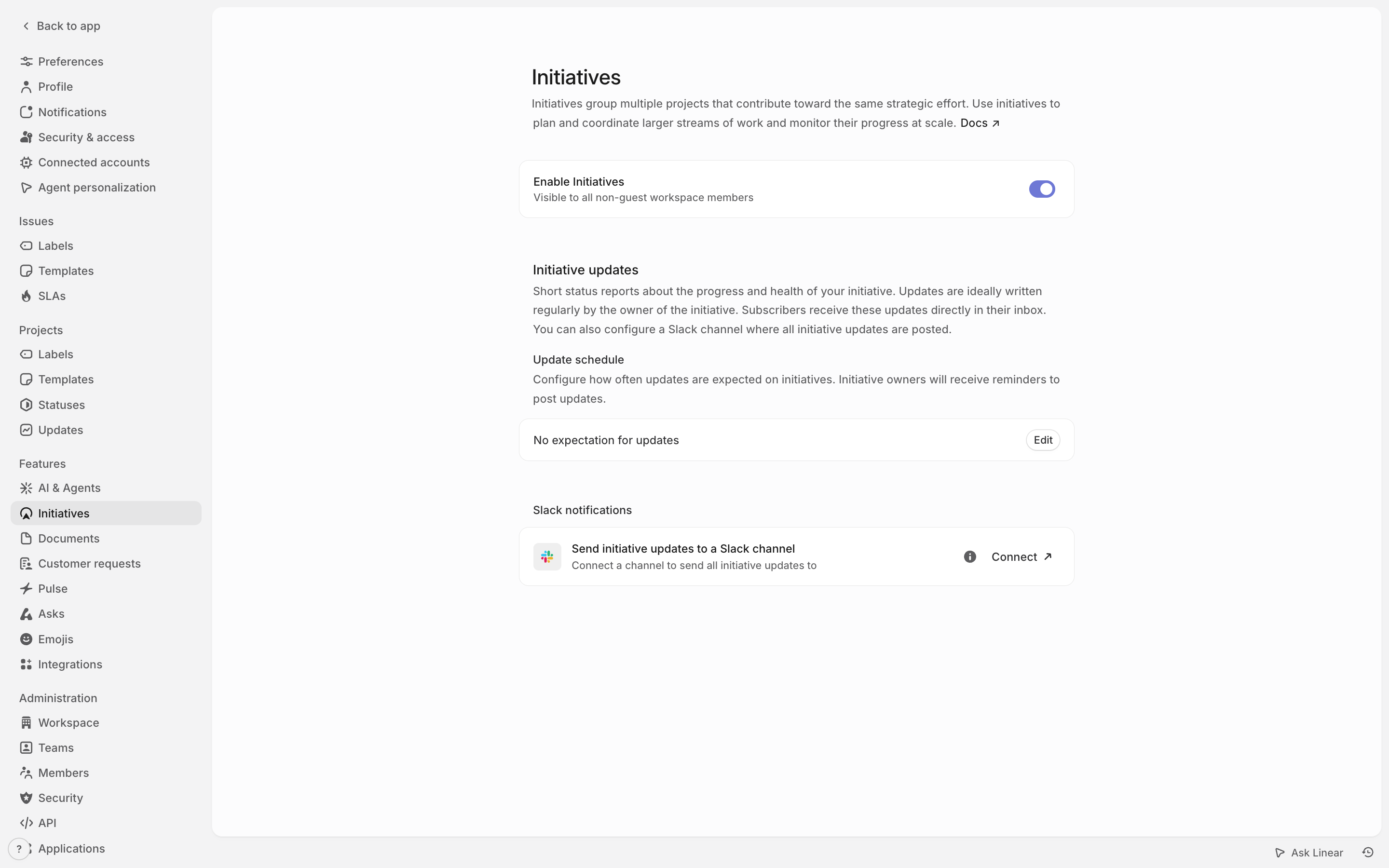 Linear — invites-settings screenshot