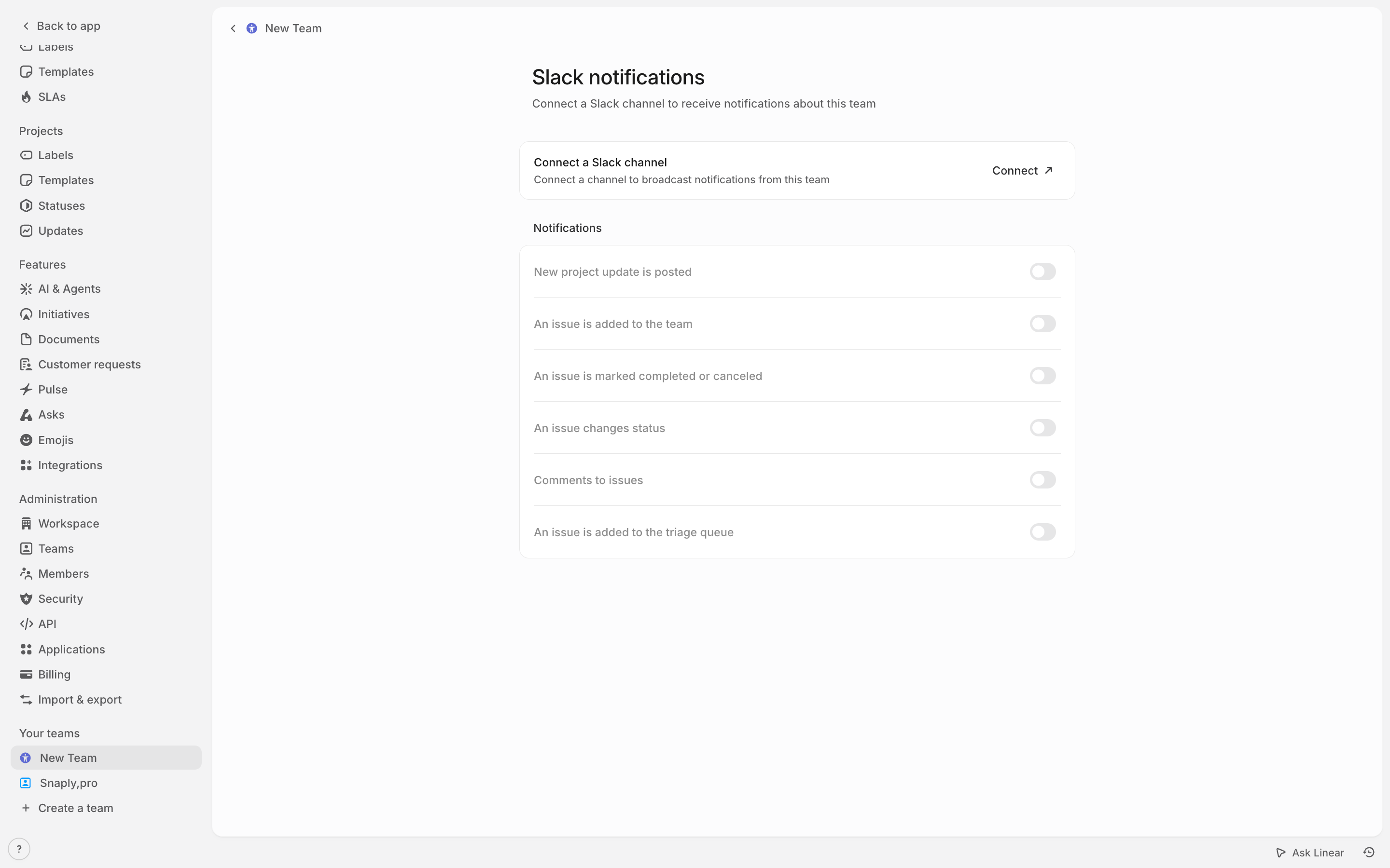 Linear — slack-notifications screenshot