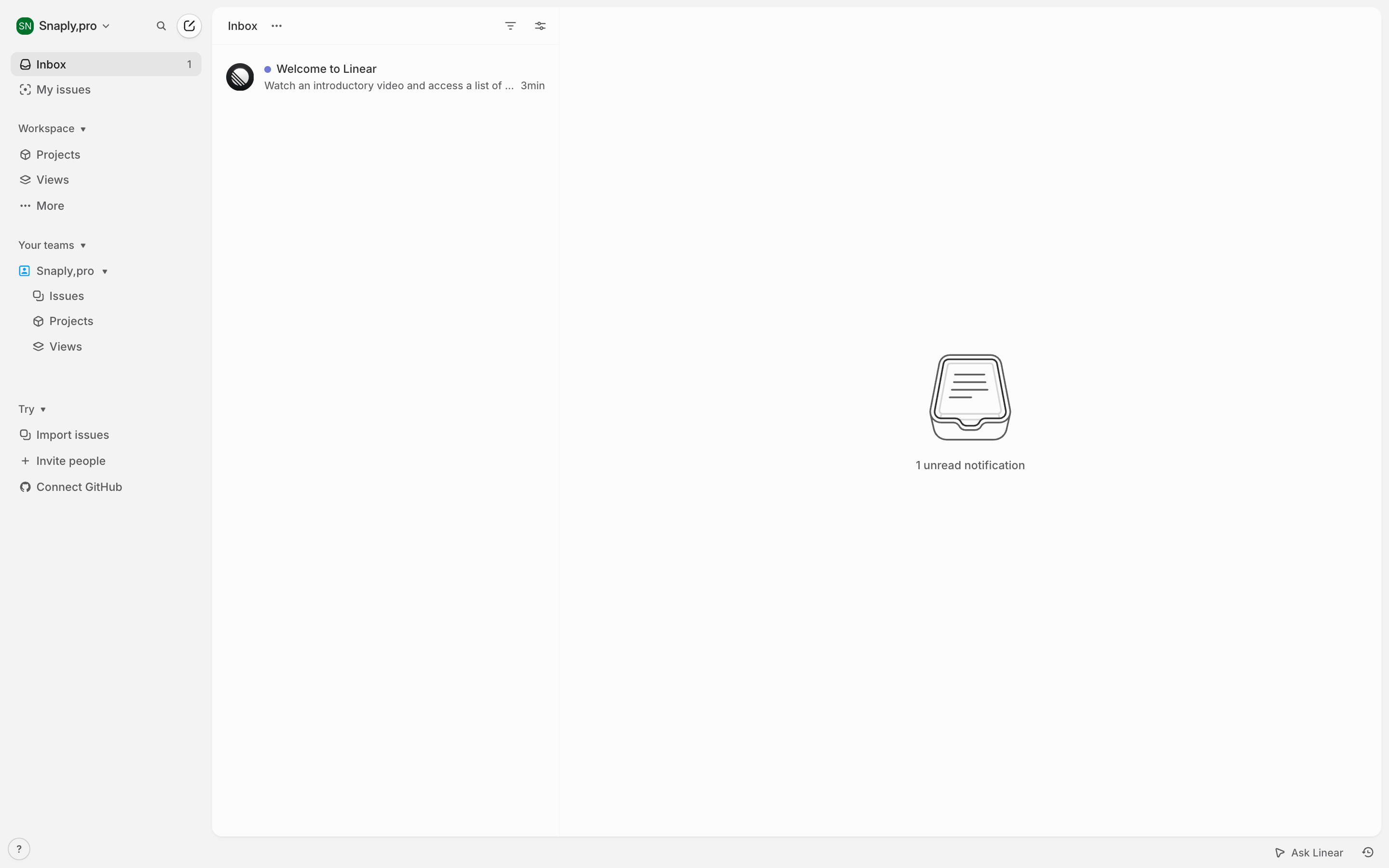 Linear — empty-workflow-statuses screenshot