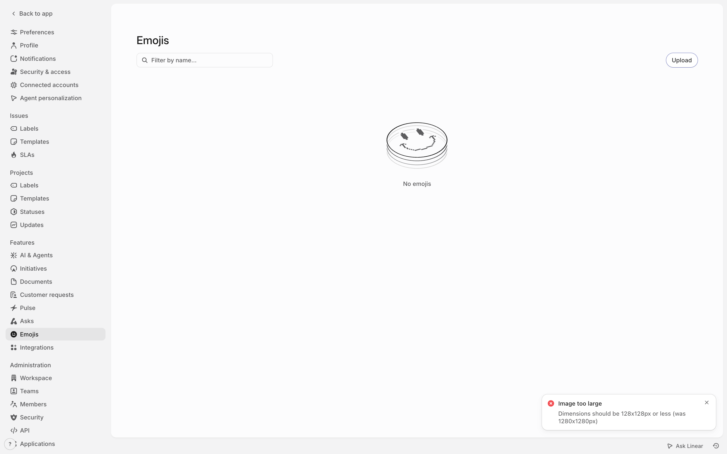 Linear — emoji-empty screenshot