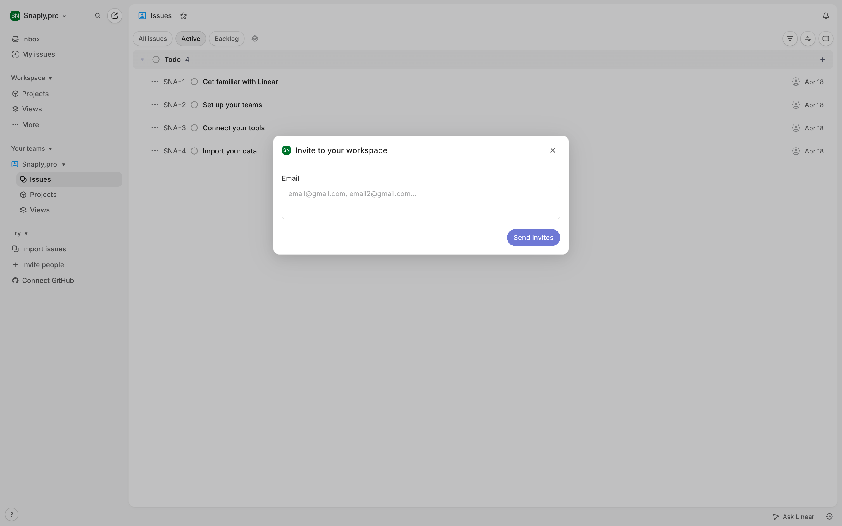 Linear — new-cycle-dialog screenshot