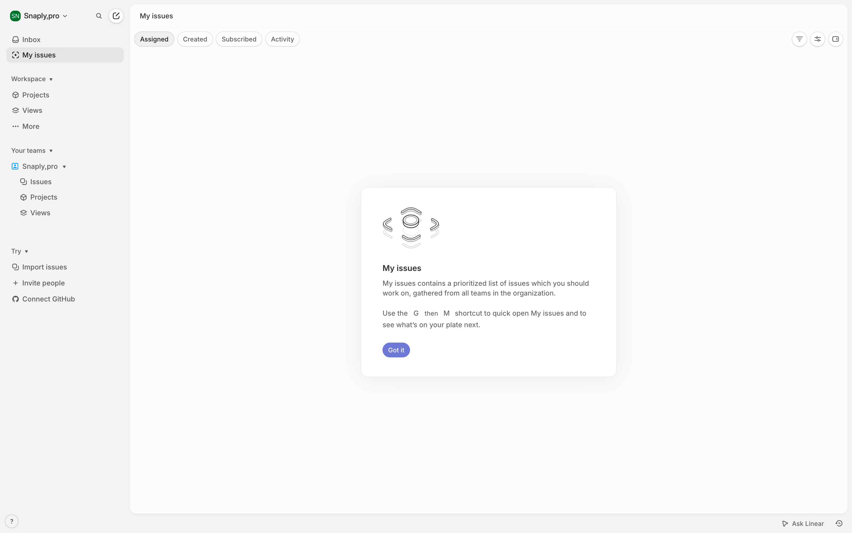 Linear — my-issues screenshot
