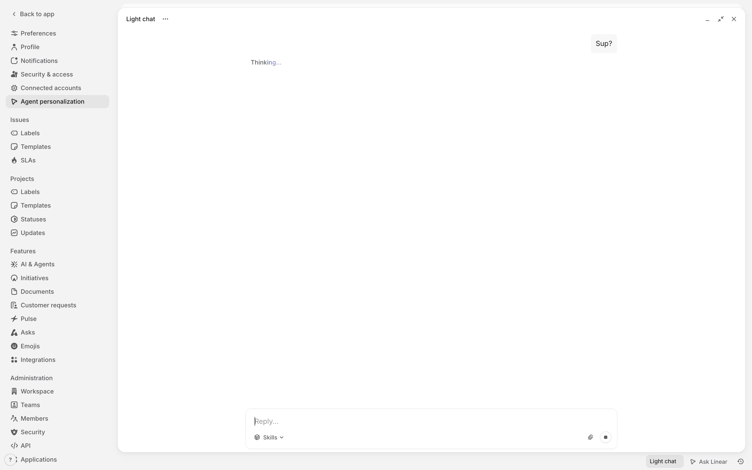 Linear — login-log screenshot