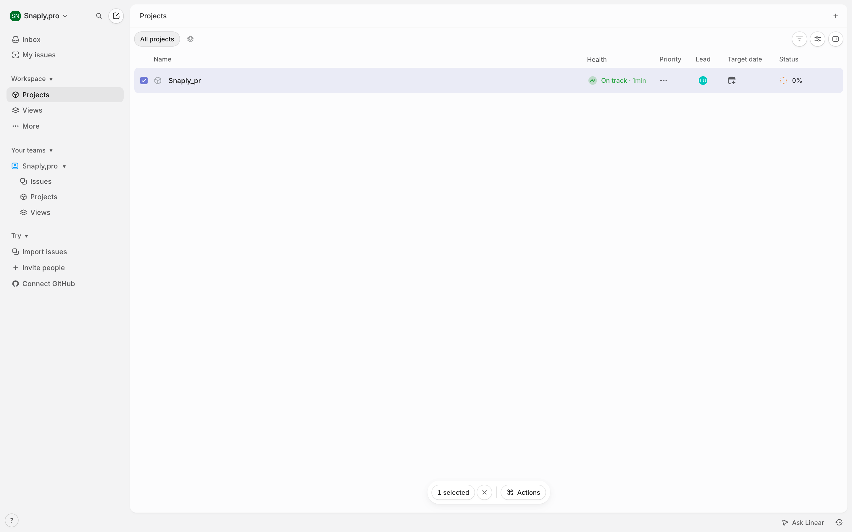 Linear — issues-list screenshot