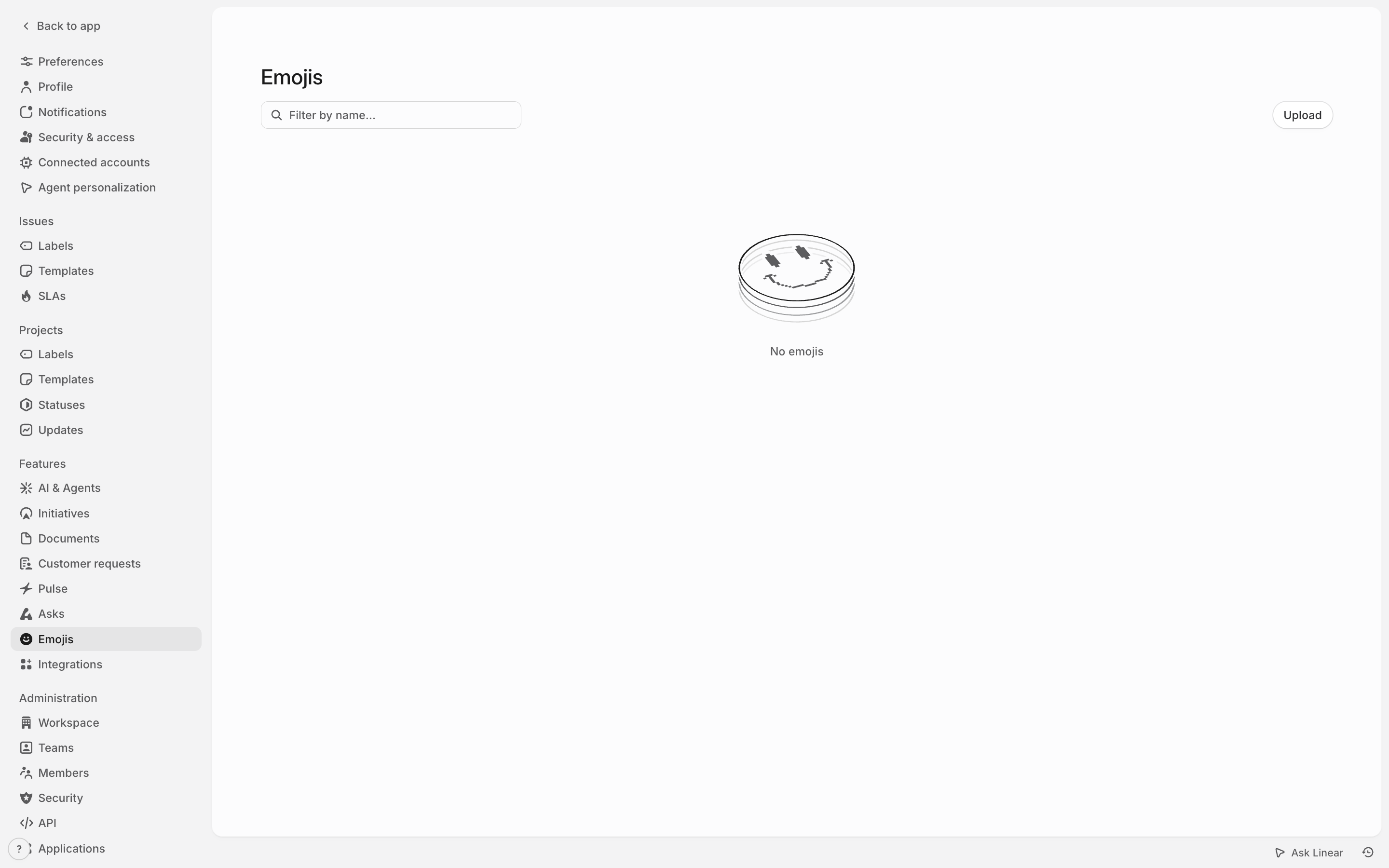 Linear — emoji-settings screenshot