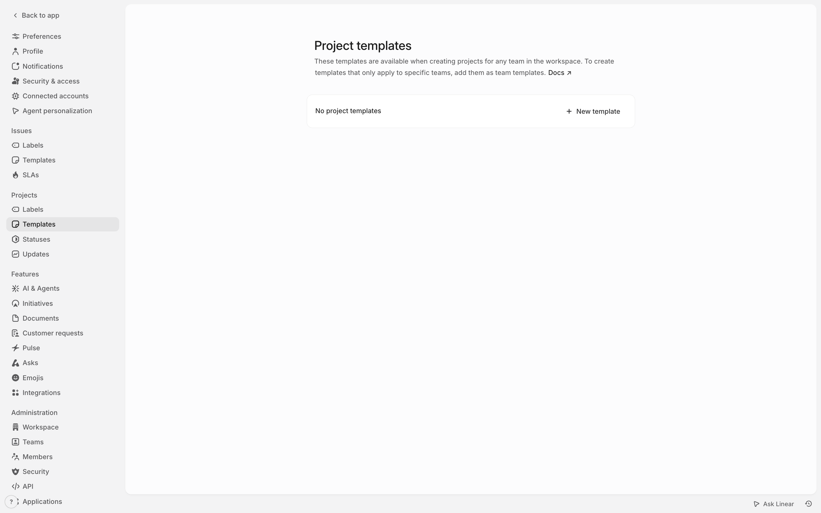 Linear — project-templates screenshot