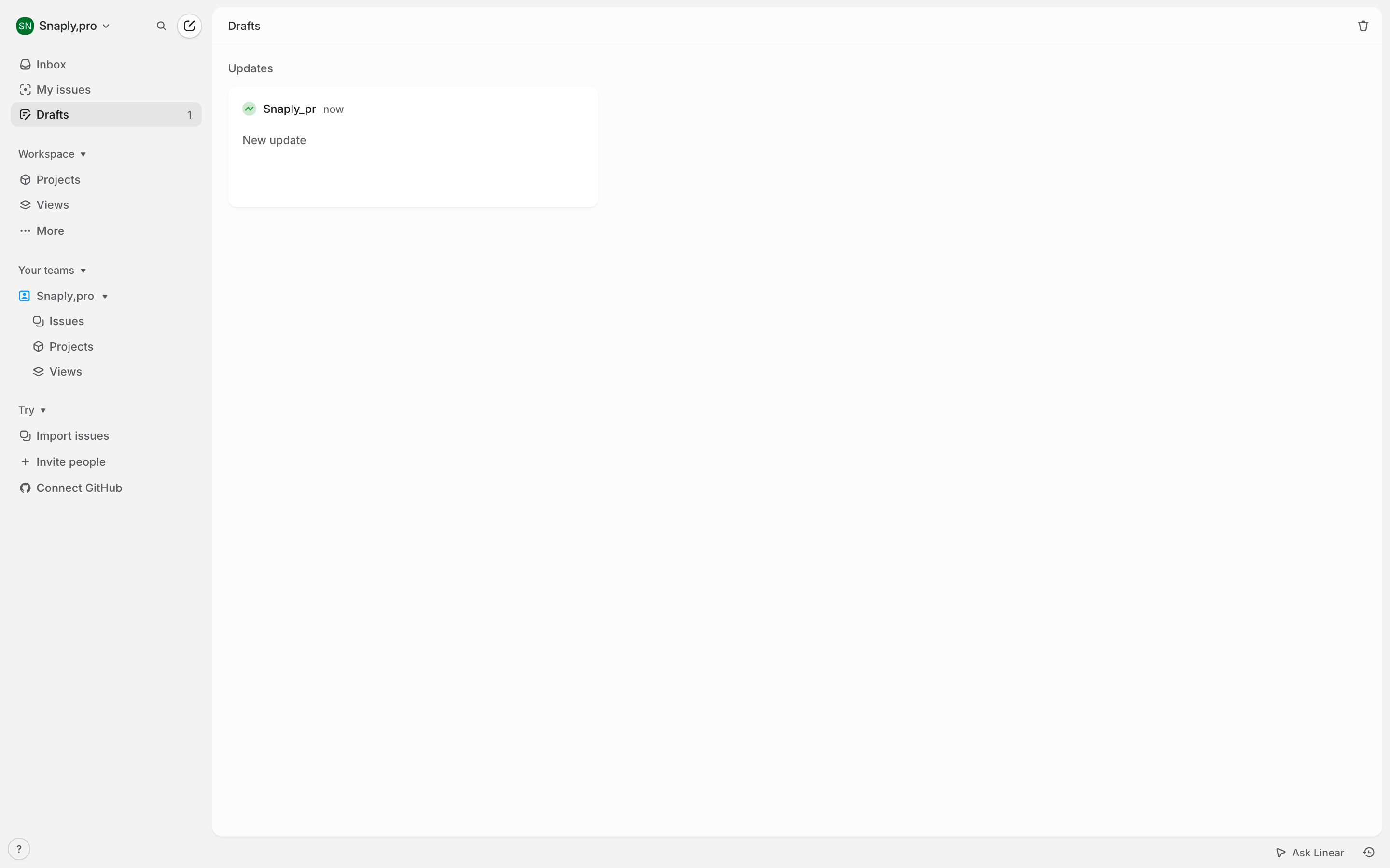 Linear — project-readme-empty screenshot