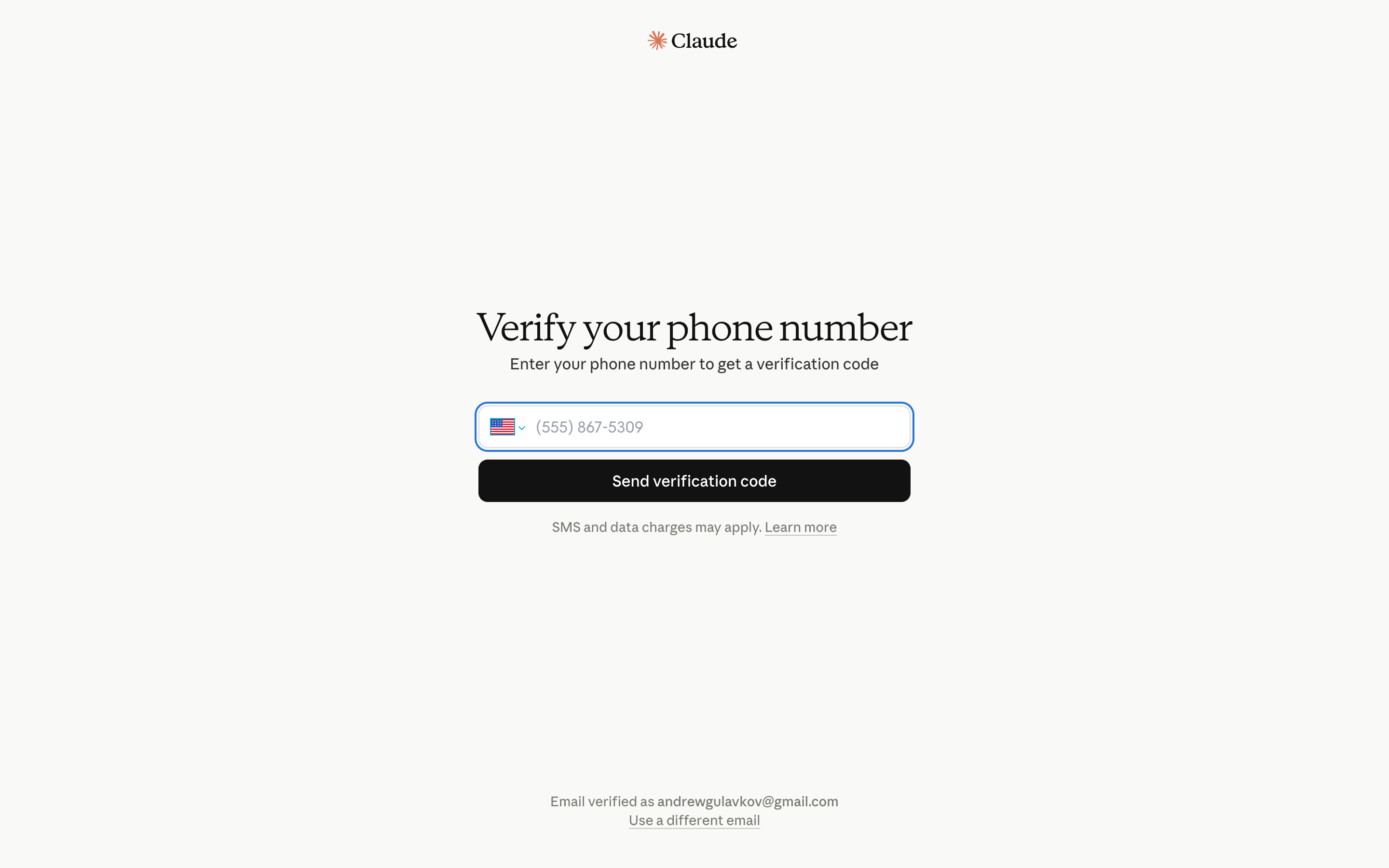 Claude — phone-number screenshot
