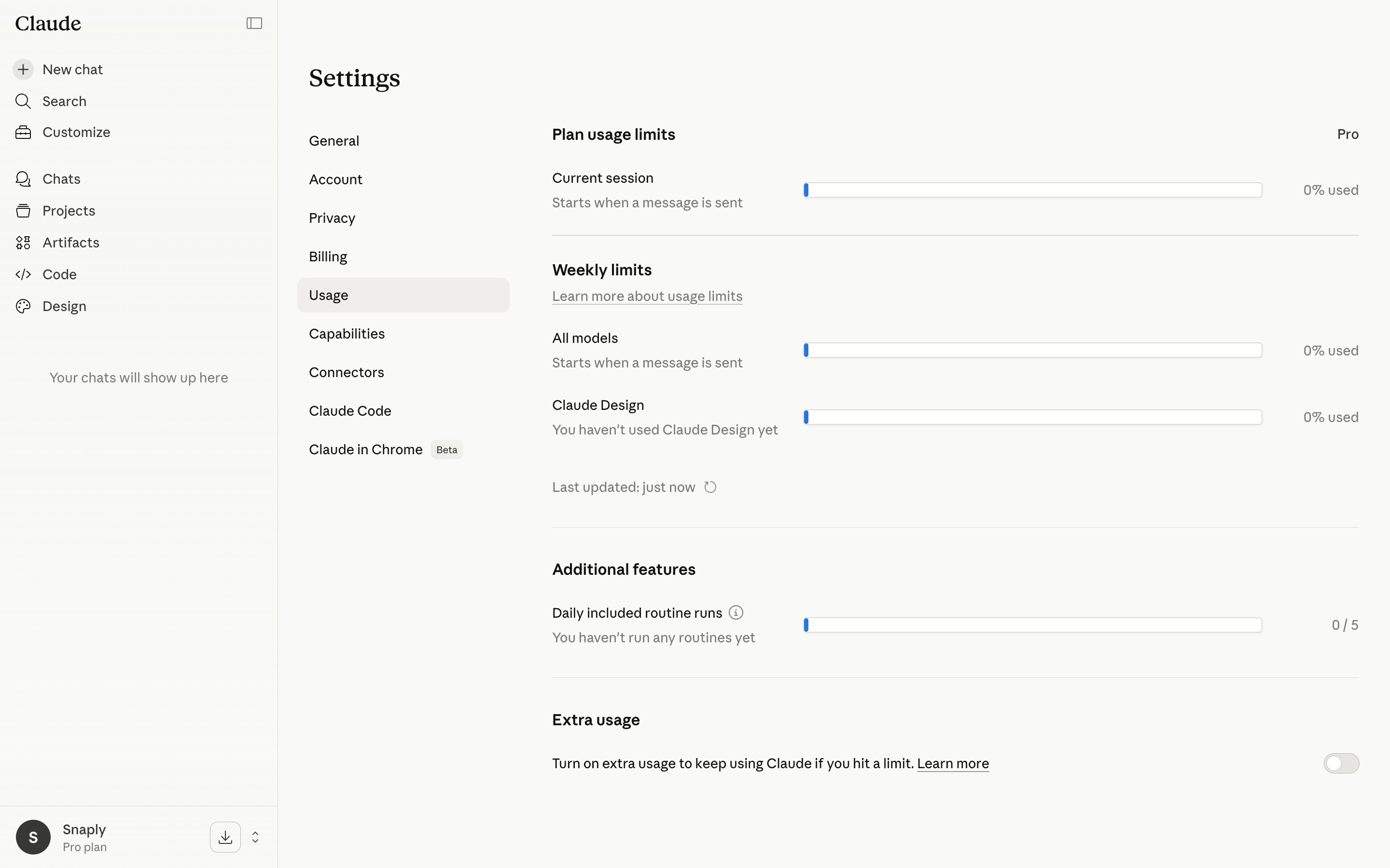 Claude — settings-usage screenshot