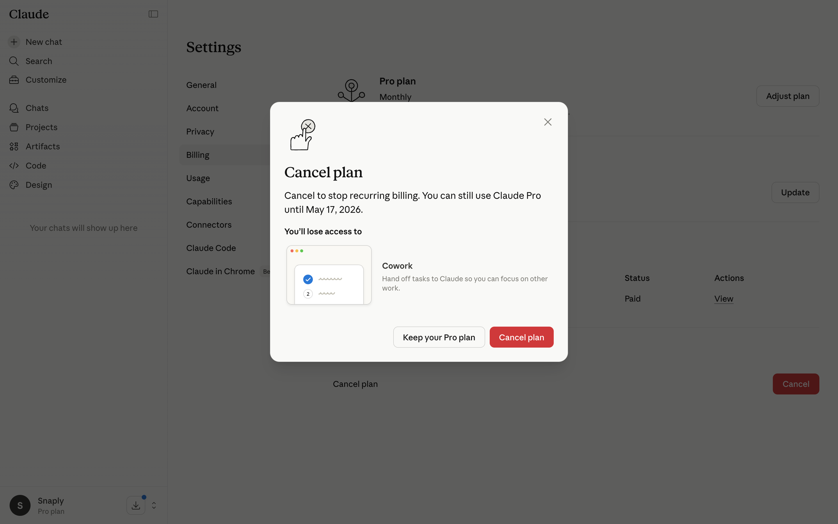 Claude — cancel-plan-dialog screenshot