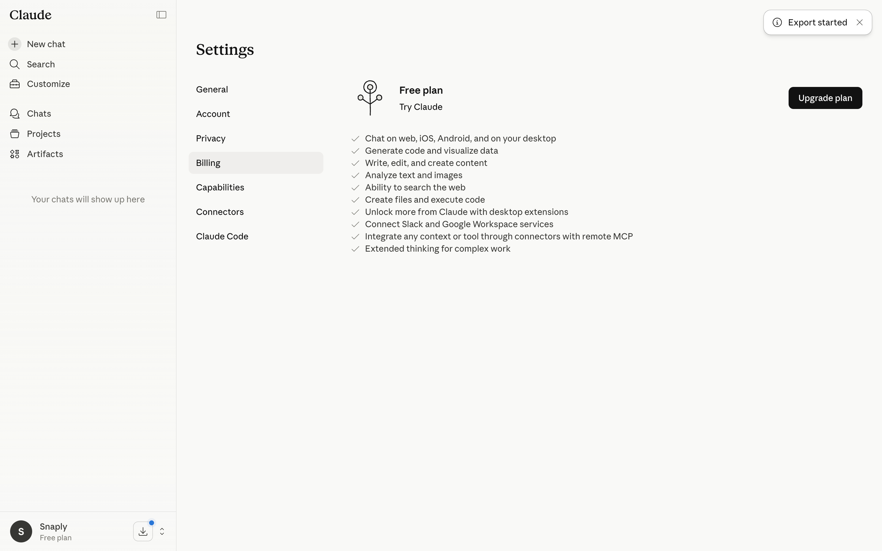 Claude — billing-free-plan screenshot
