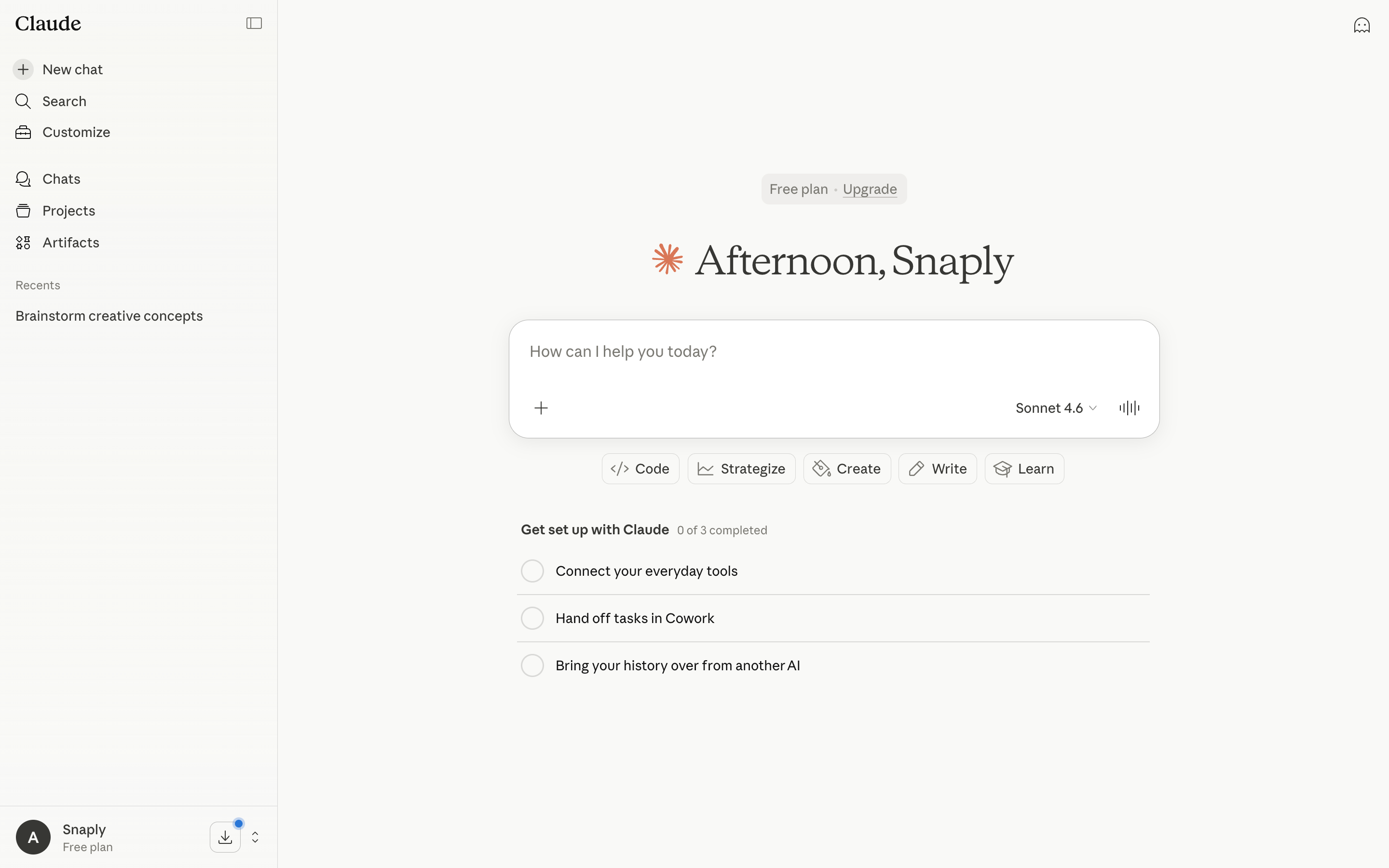 Claude — new-chat-home screenshot