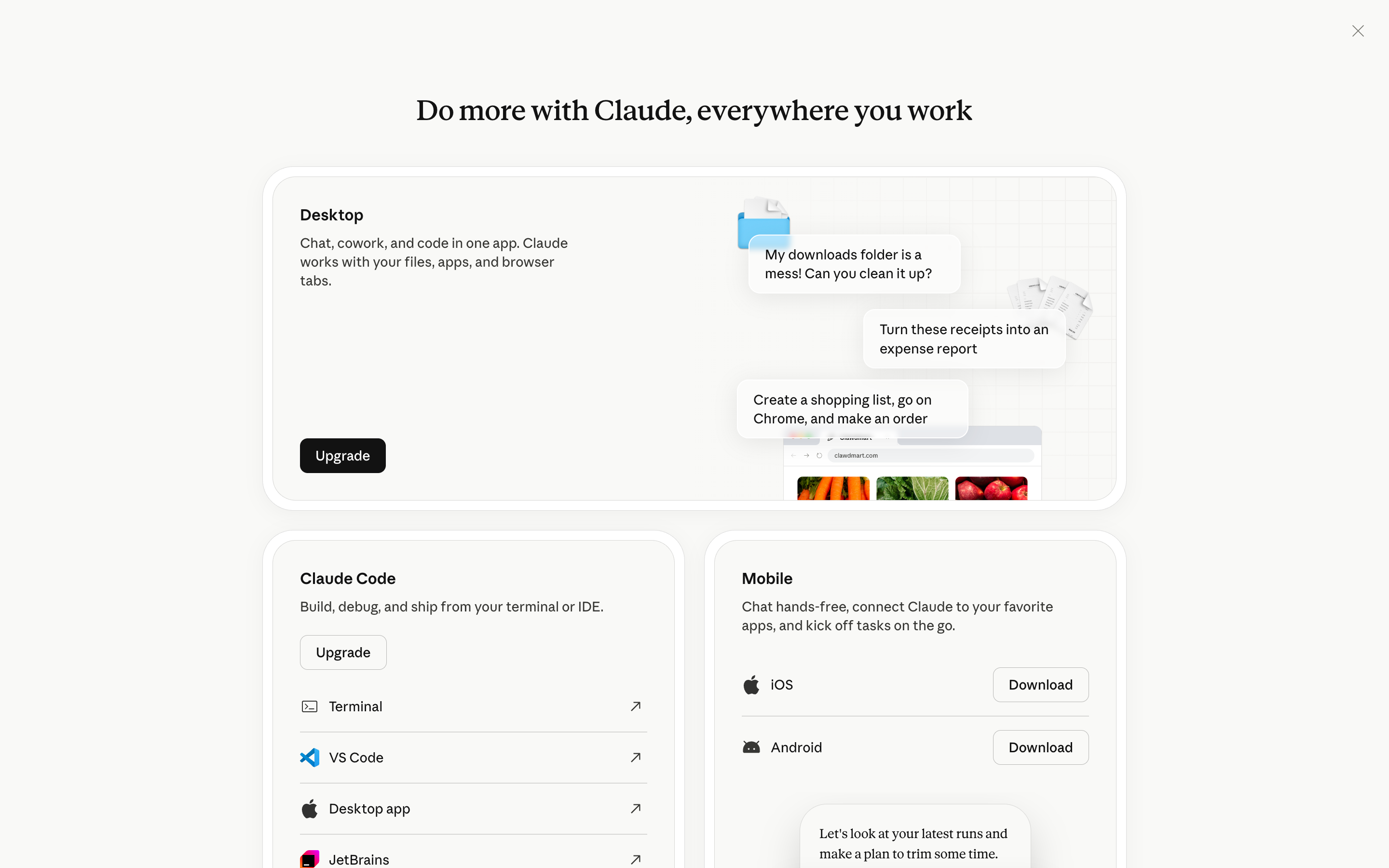 Claude — downloads-grid screenshot