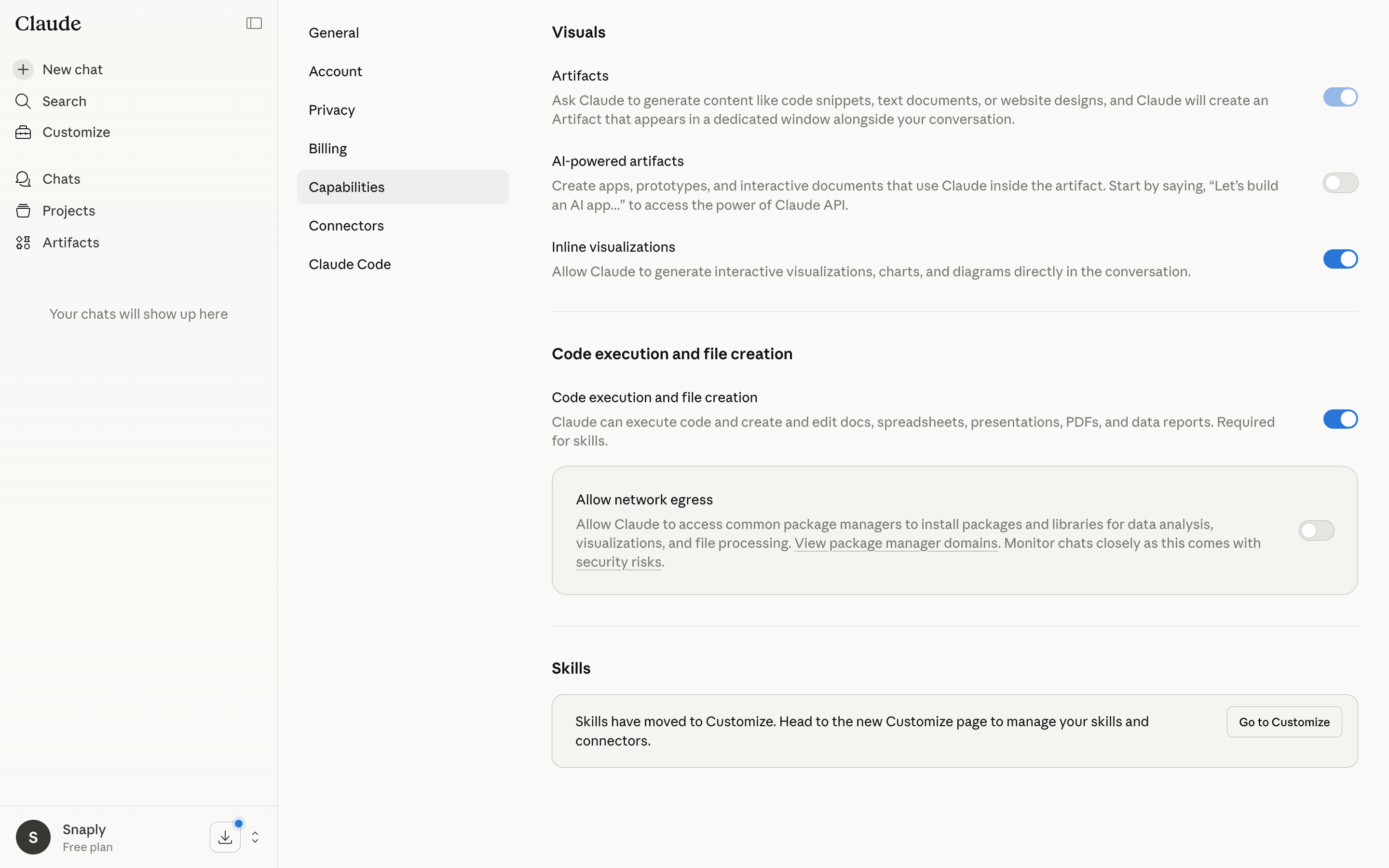 Claude — settings-visuals screenshot