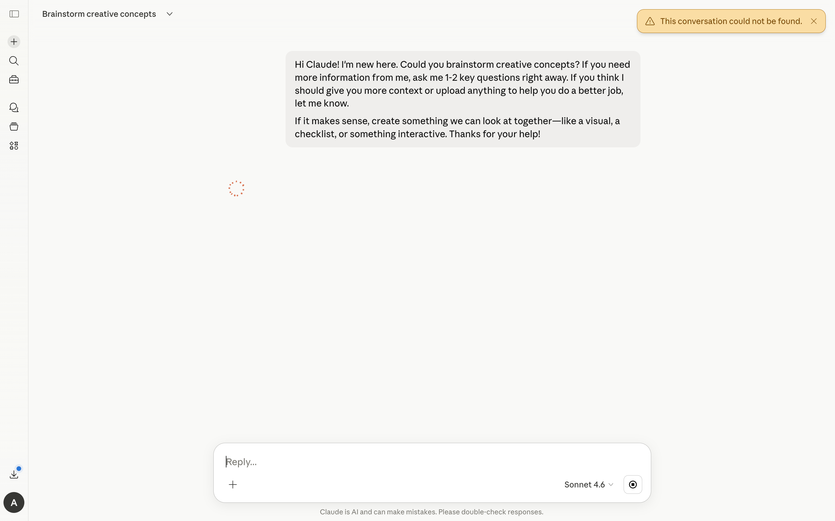 Claude — conversation-limit screenshot