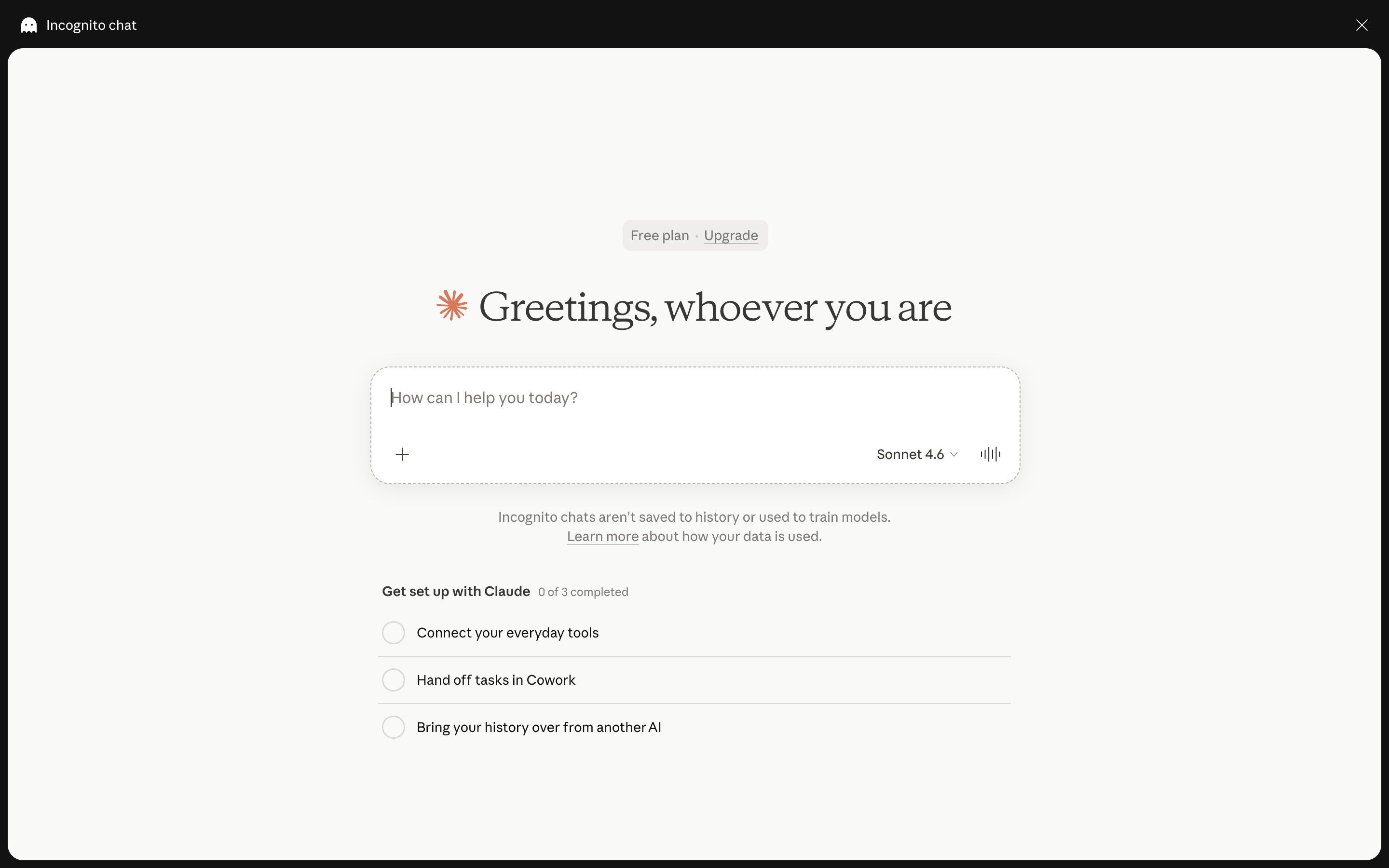 Claude — fresh-start screenshot