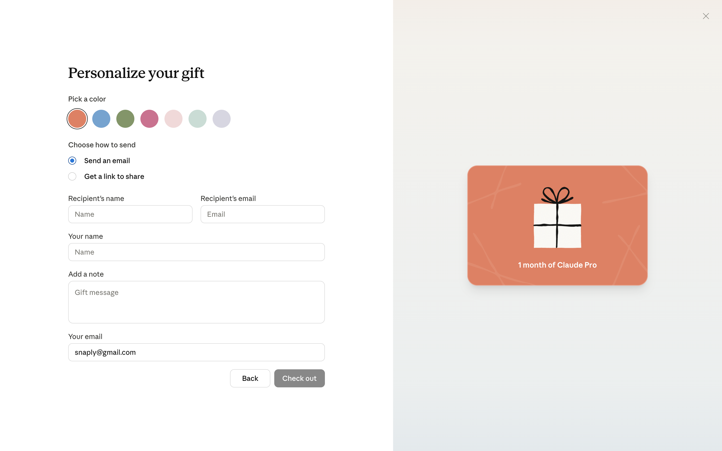 Claude — gift-recipient screenshot