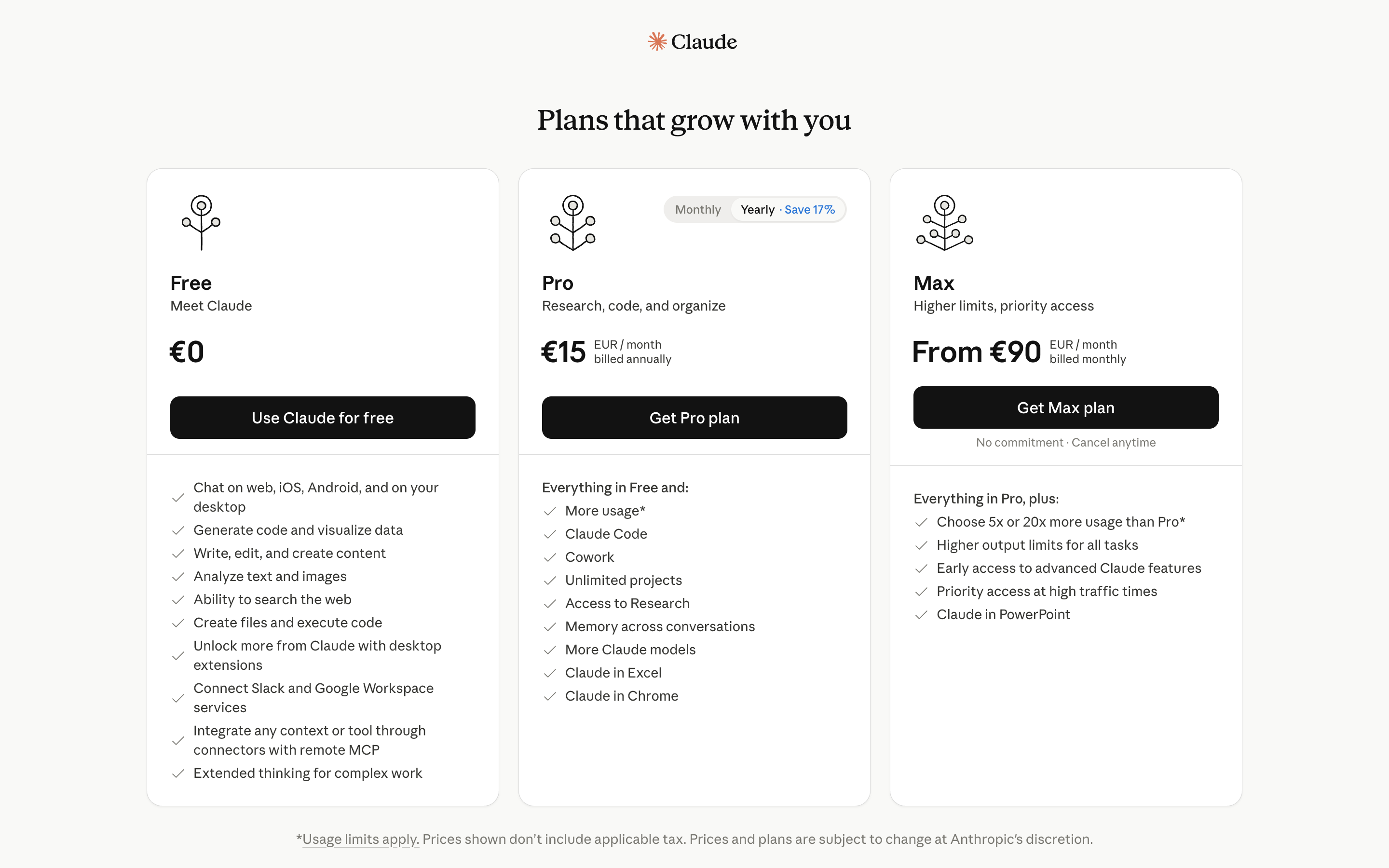 Claude — pricing-plans screenshot