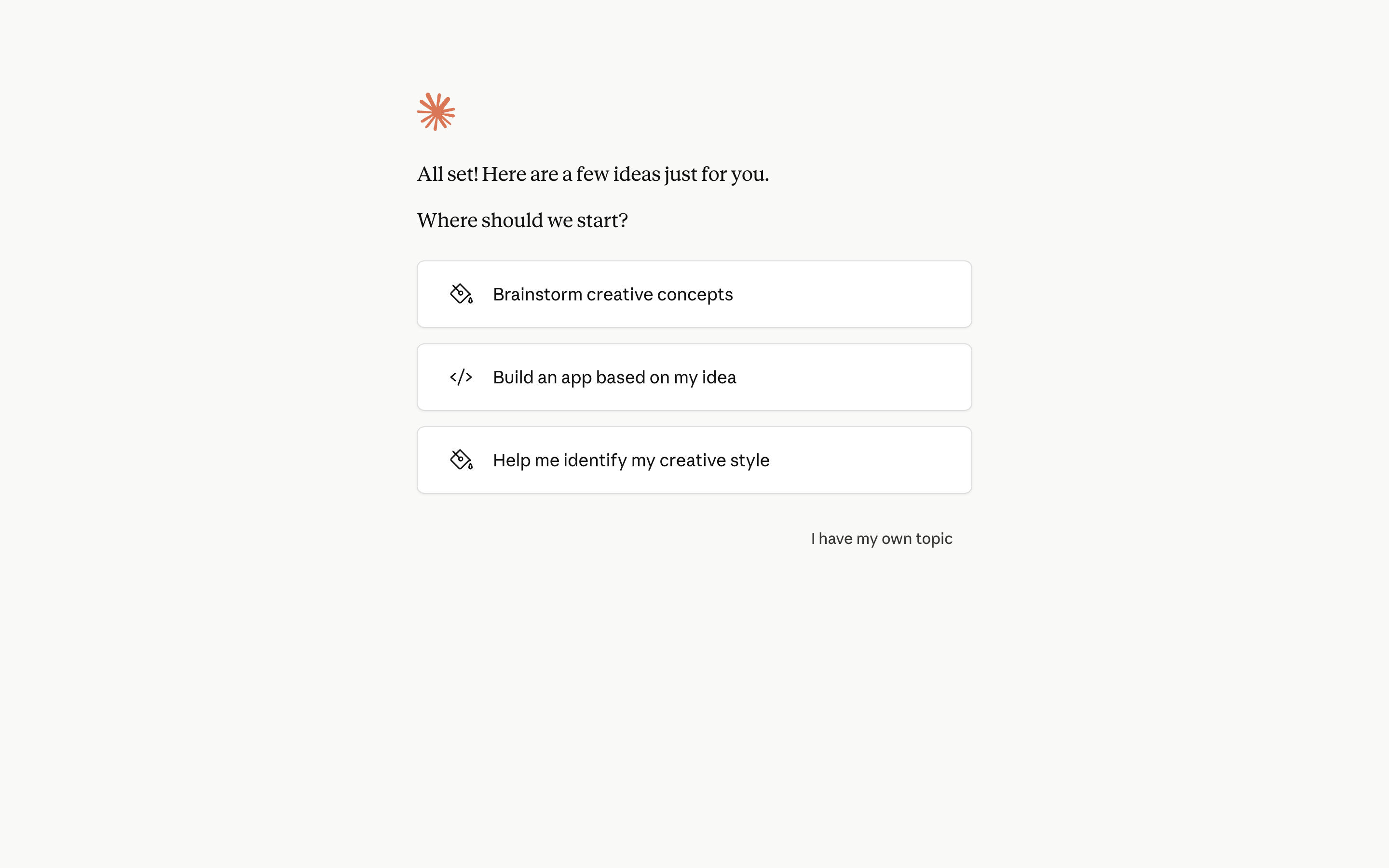 Claude — onboarding-start-options screenshot