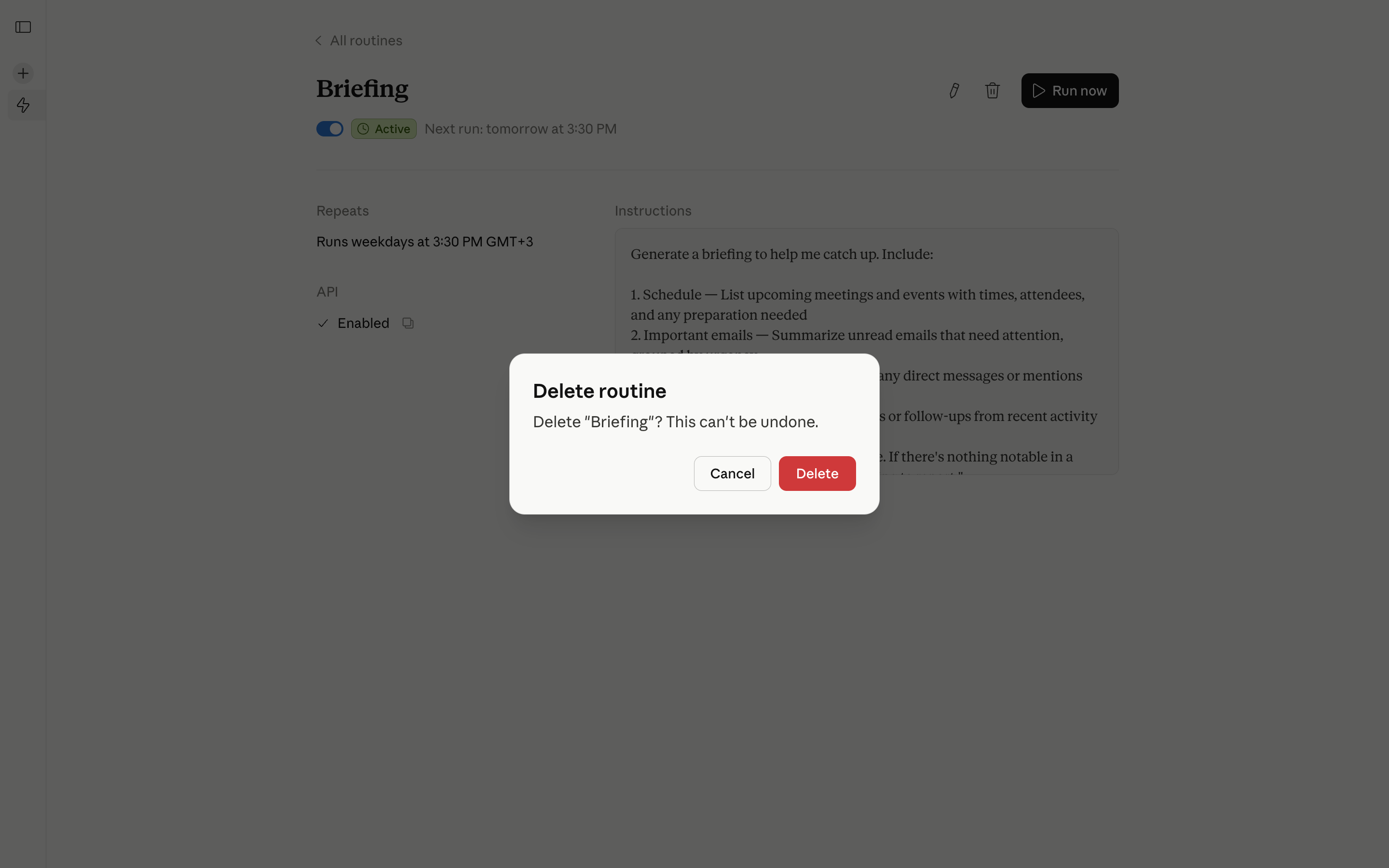 Claude Code — delete-routine-modal  screenshot
