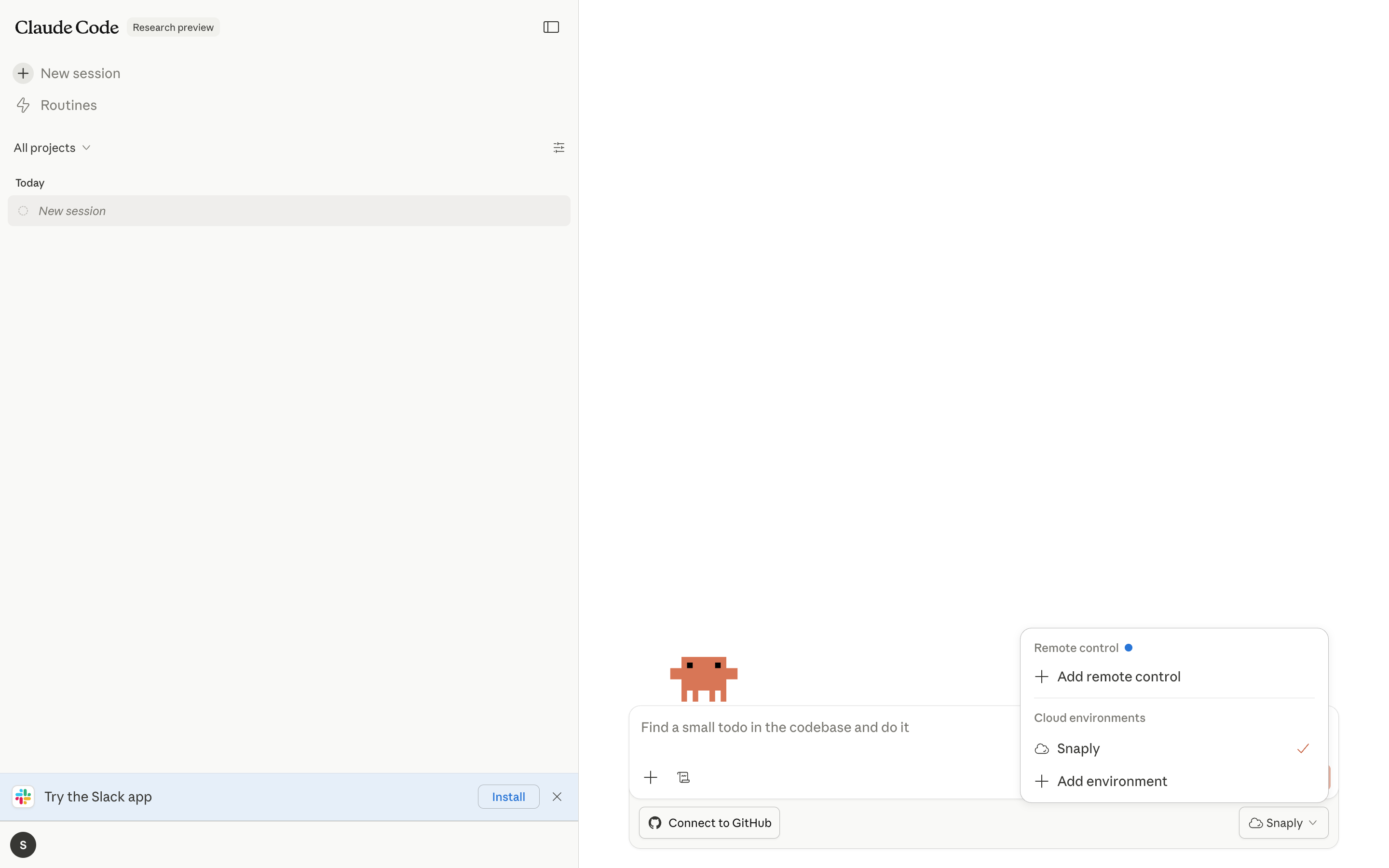 Claude Code — empty-app-home screenshot