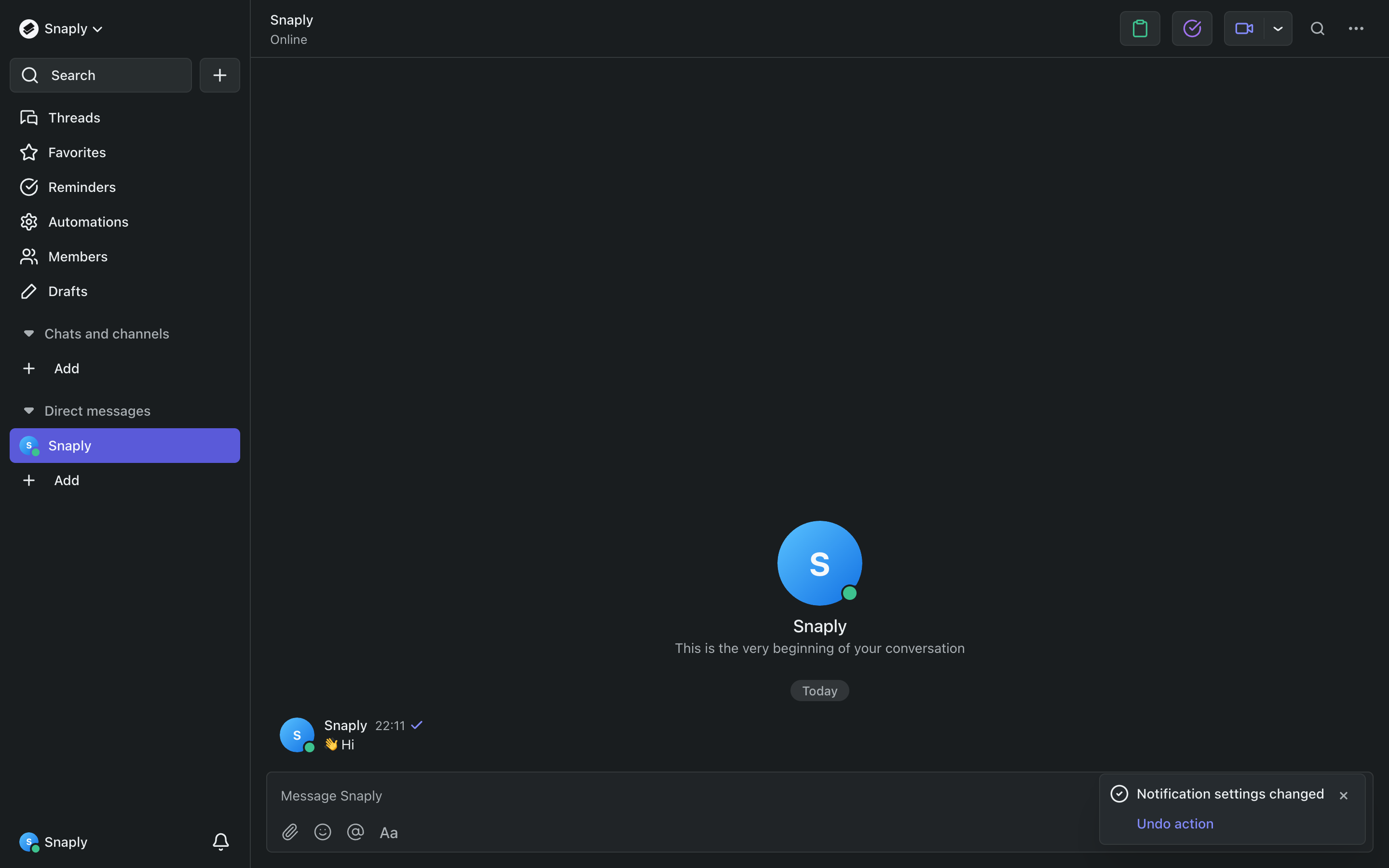 Пачка — chat-empty-toast screenshot