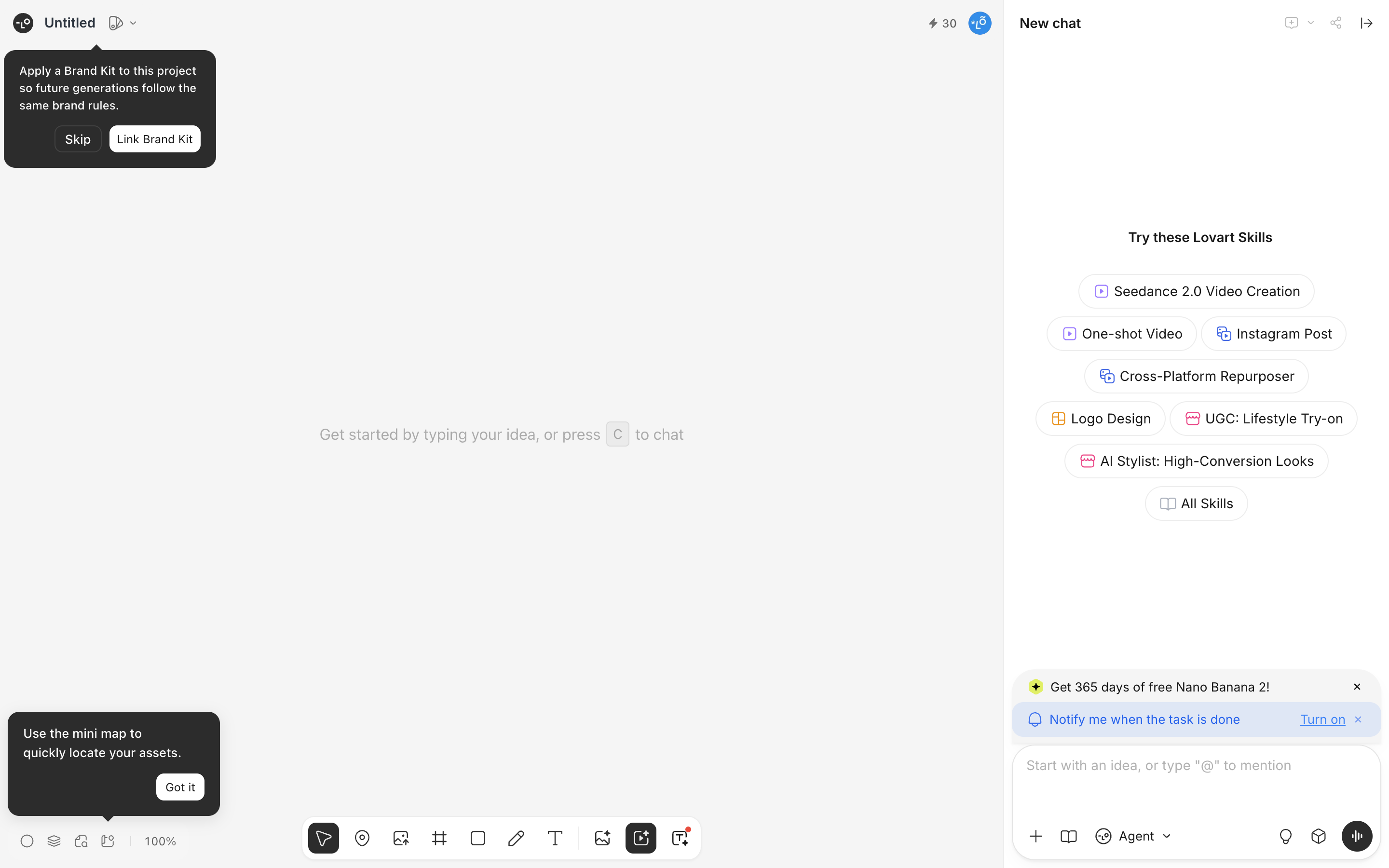Lovart — blank-canvas screenshot