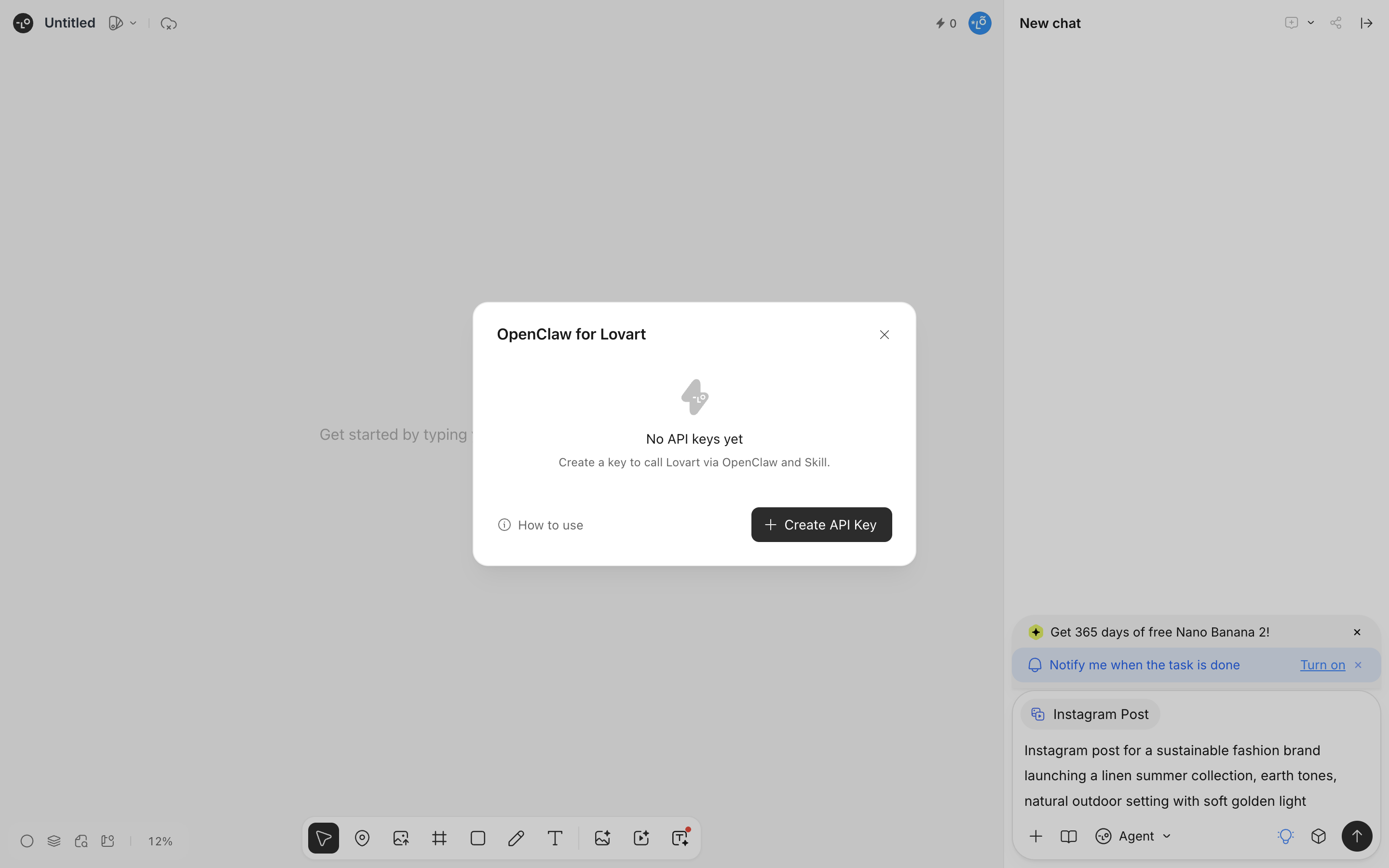 Lovart — openclaw-empty neeeen screenshot