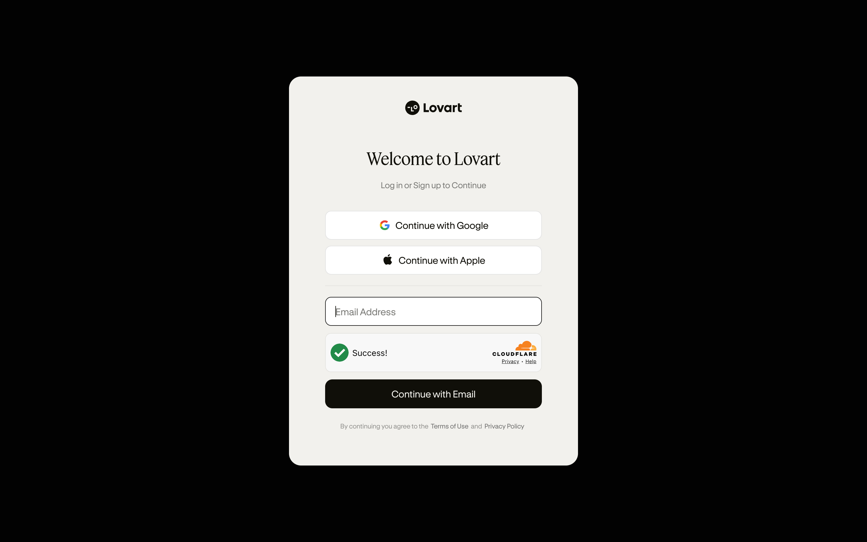 Lovart — login screenshot