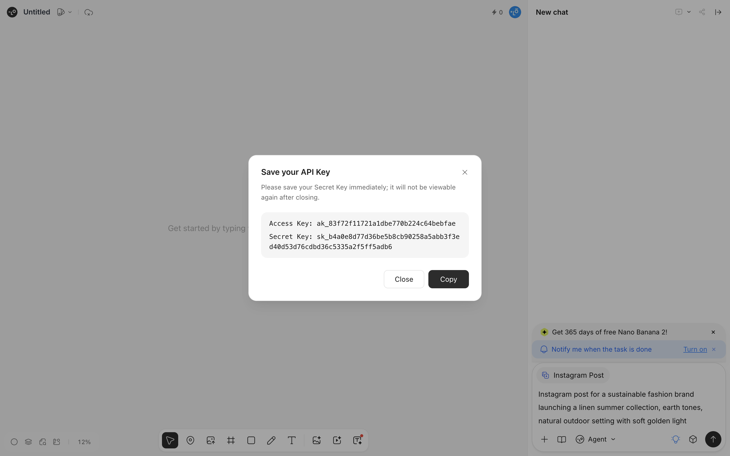 Lovart — api-key-dialog screenshot