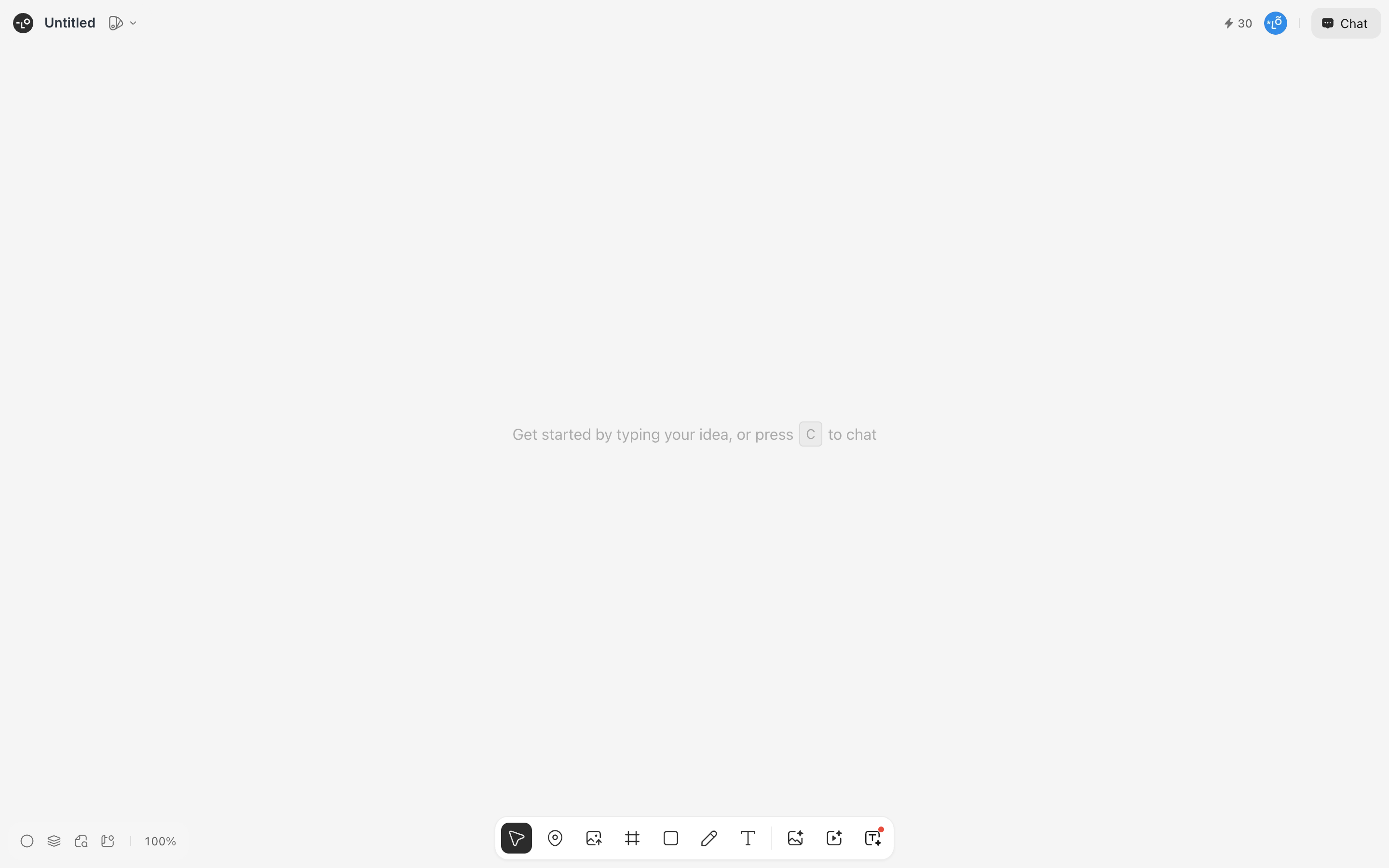 Lovart — empty-canvas screenshot