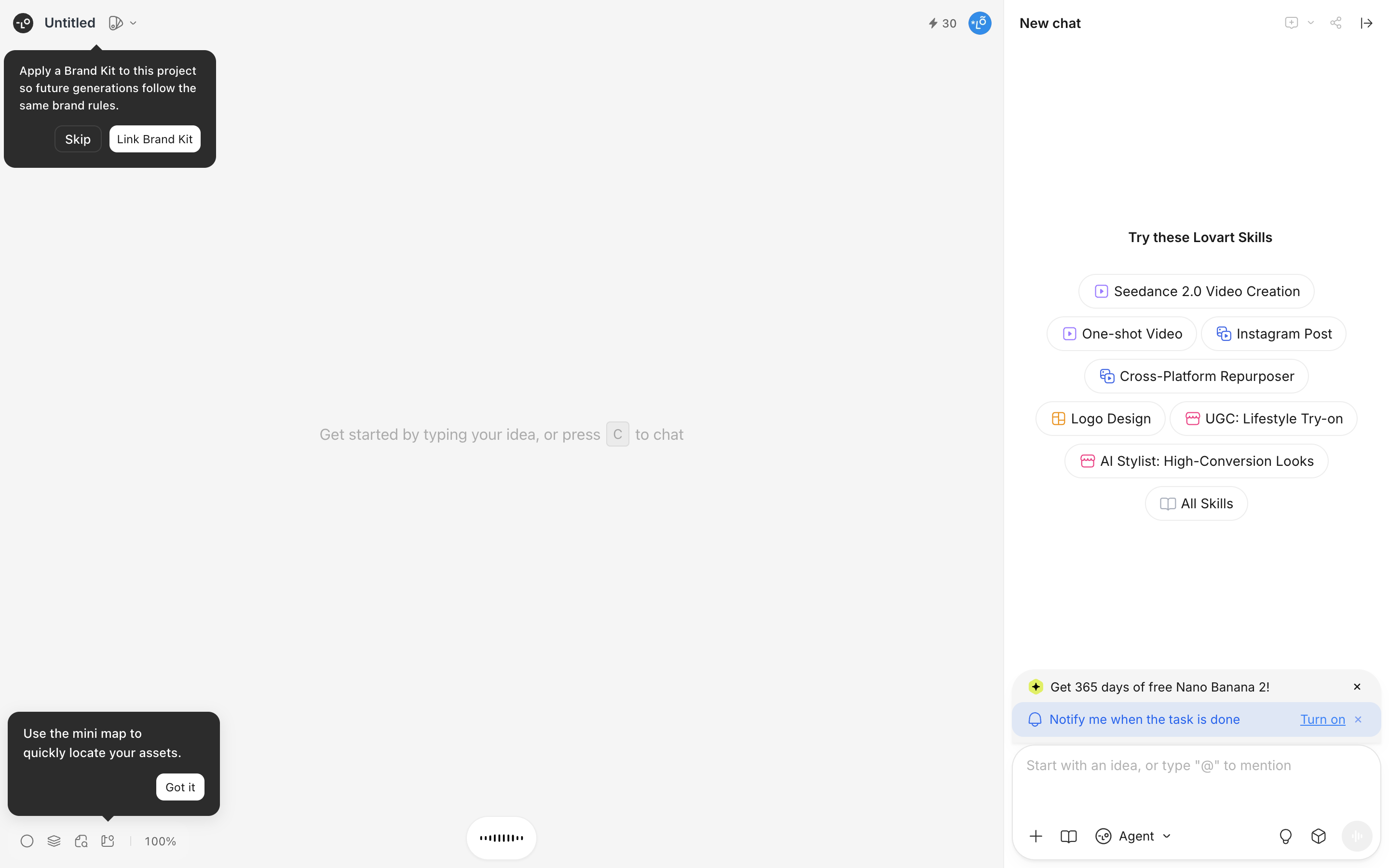 Lovart — canvas-loading screenshot