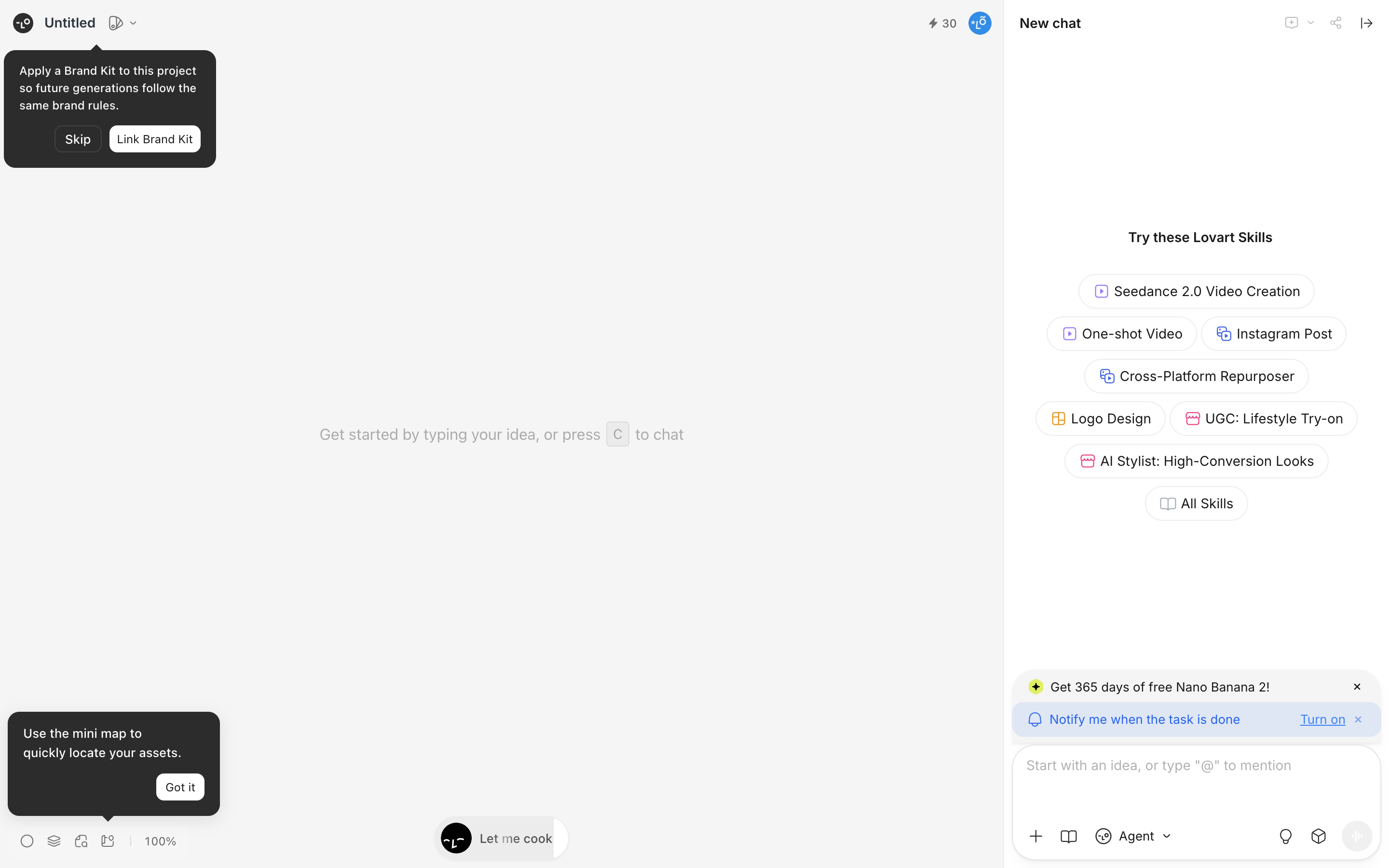 Lovart — agent-status screenshot