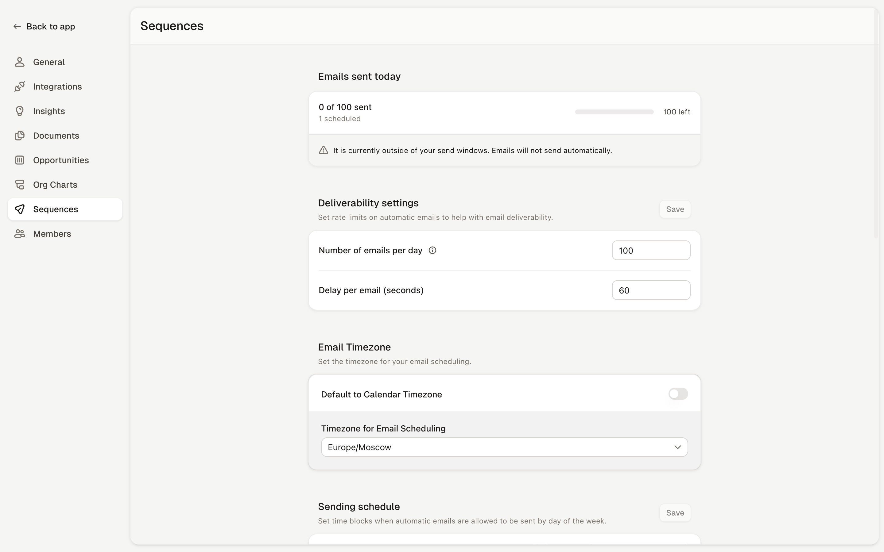 Rox — sequence-settings screenshot