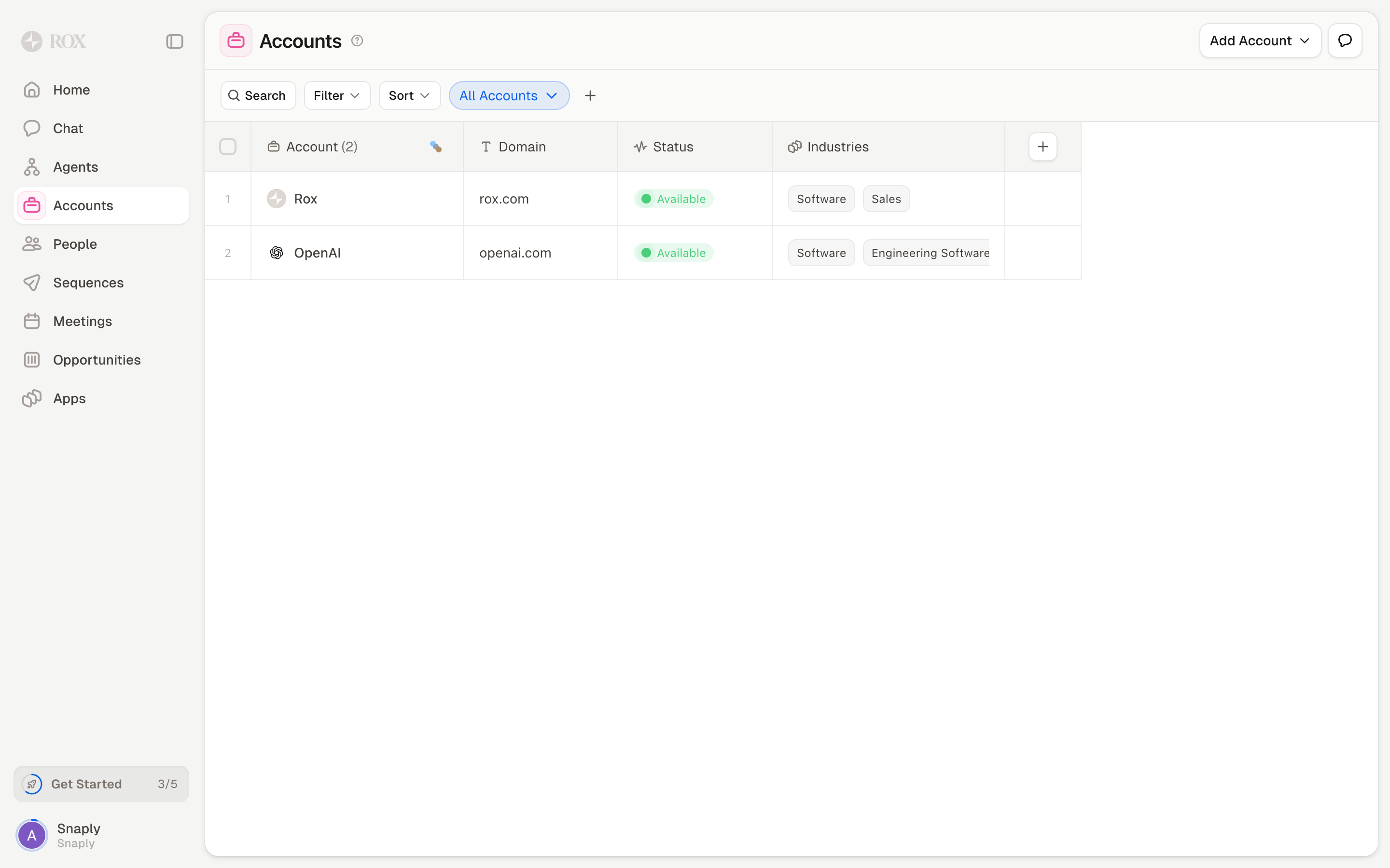 Rox — accounts-active screenshot