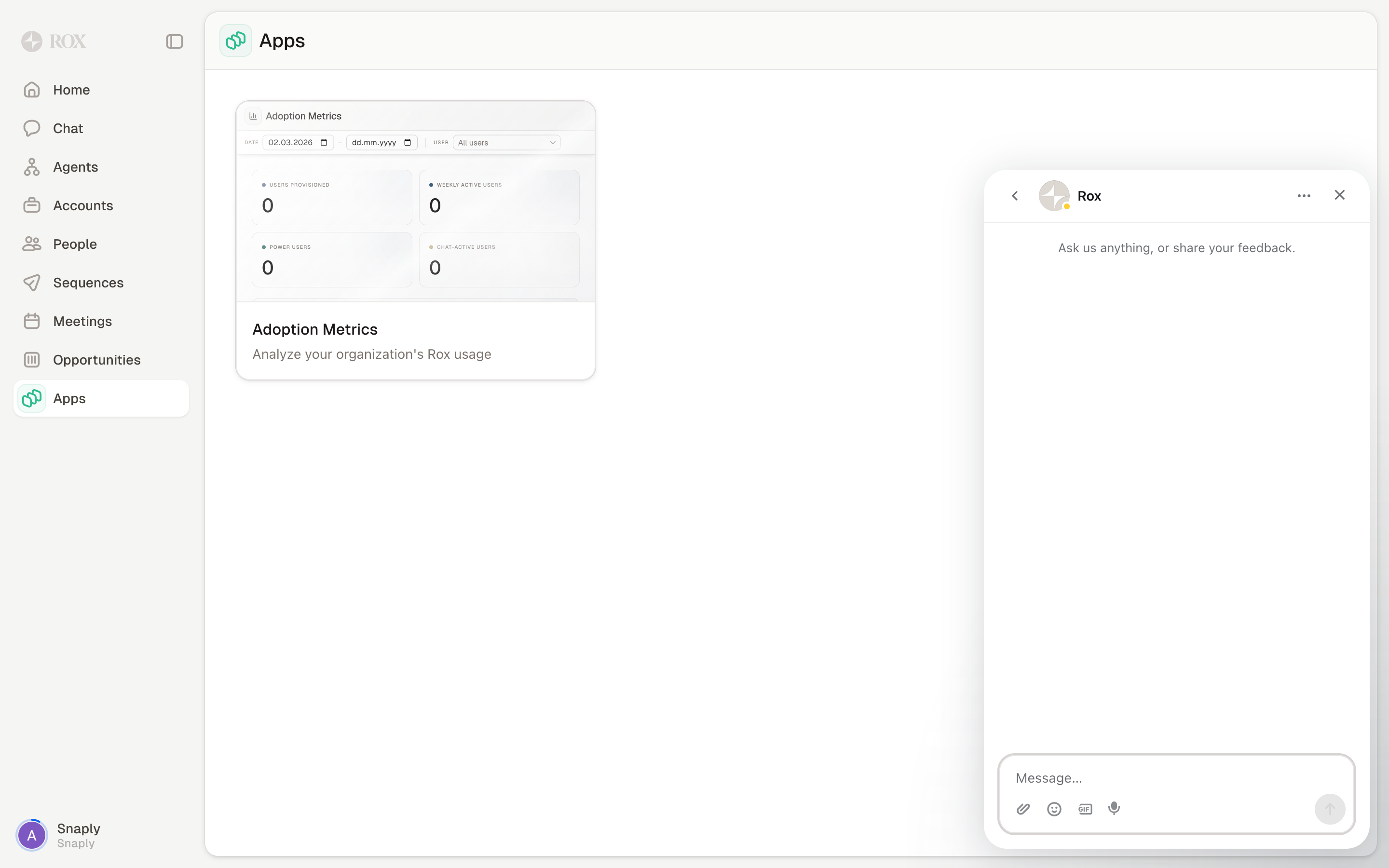 Rox — chat-drawer screenshot