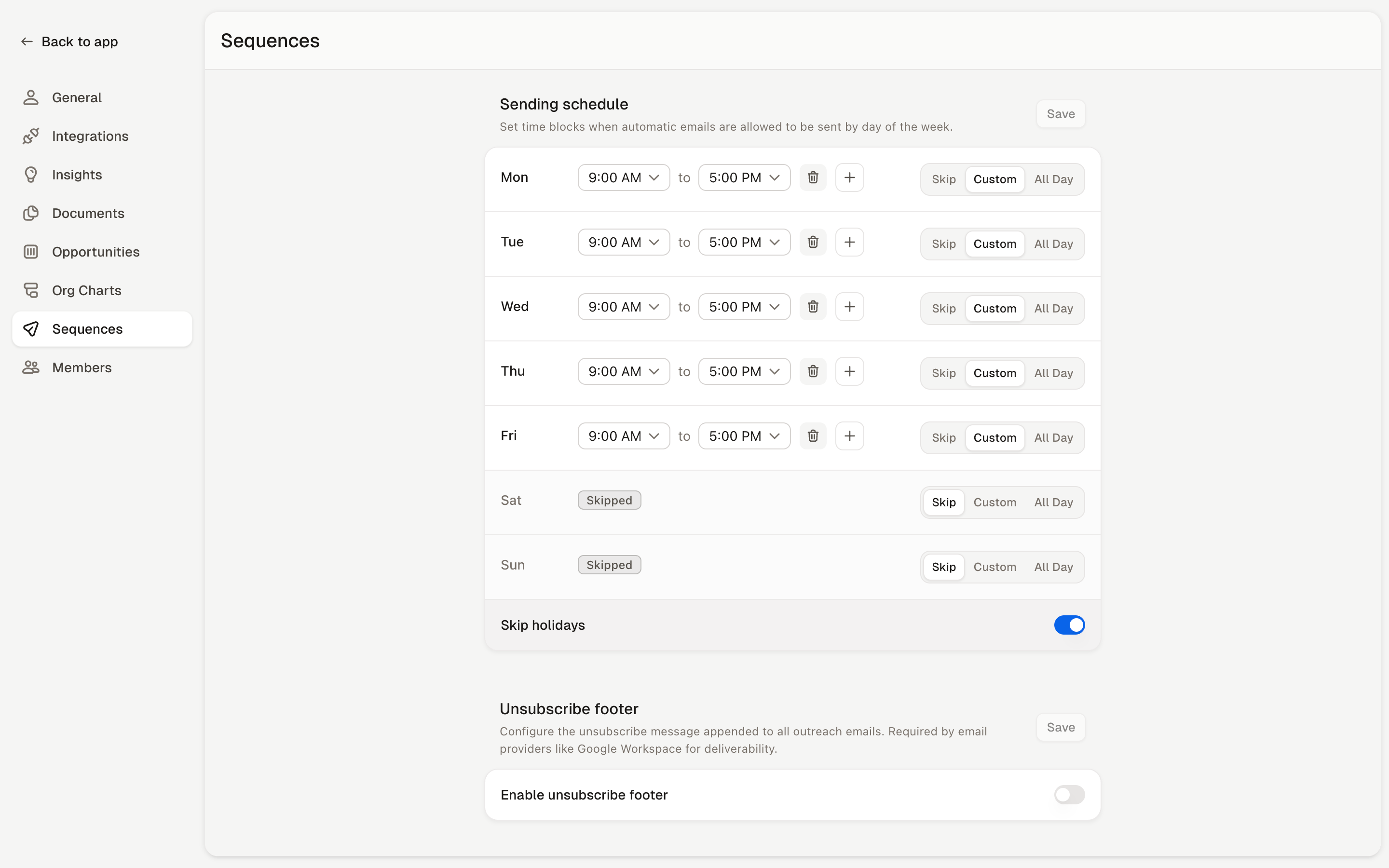 Rox — sequence-table-settings screenshot