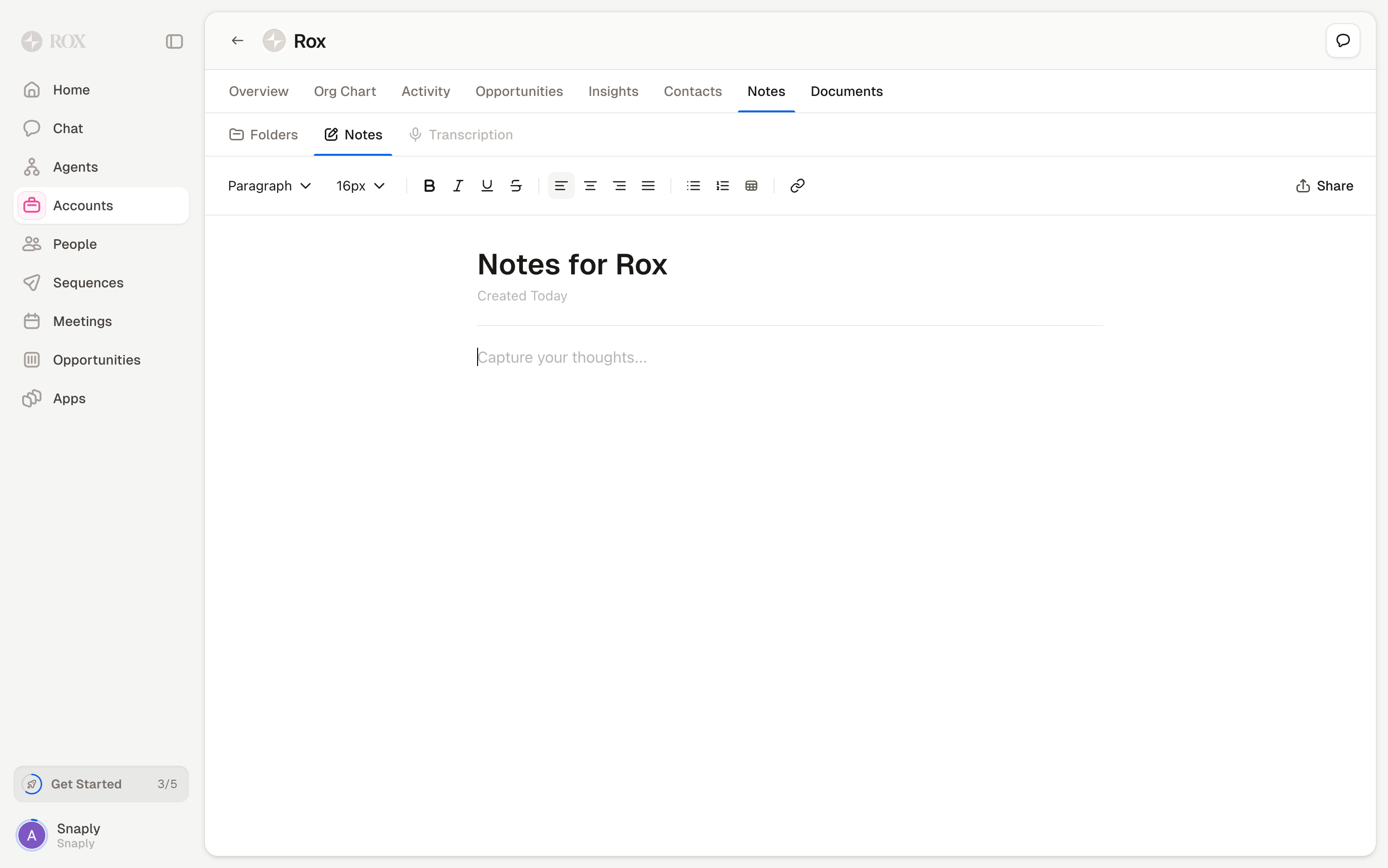 Rox — note-editor screenshot