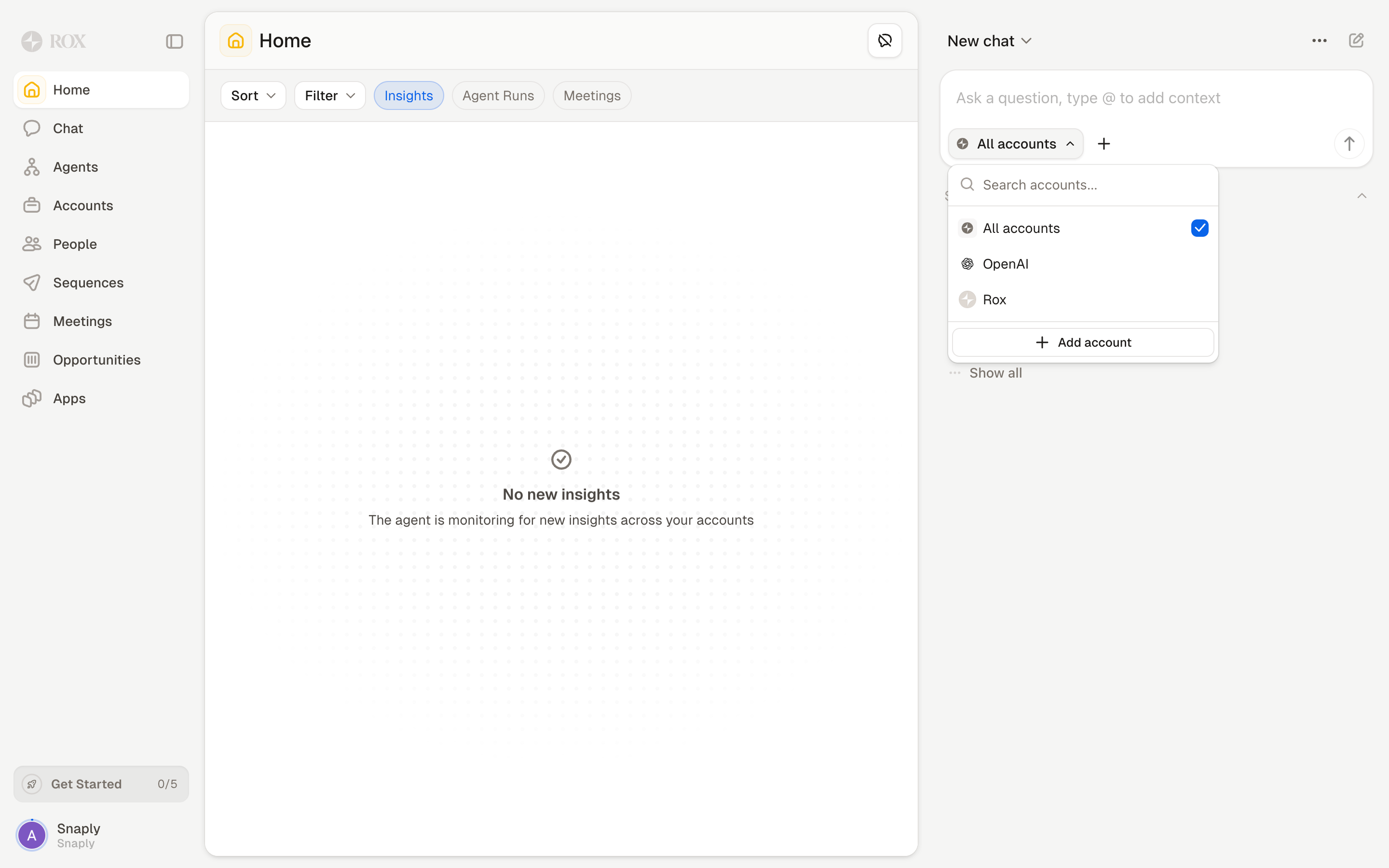 Rox — action-menu screenshot