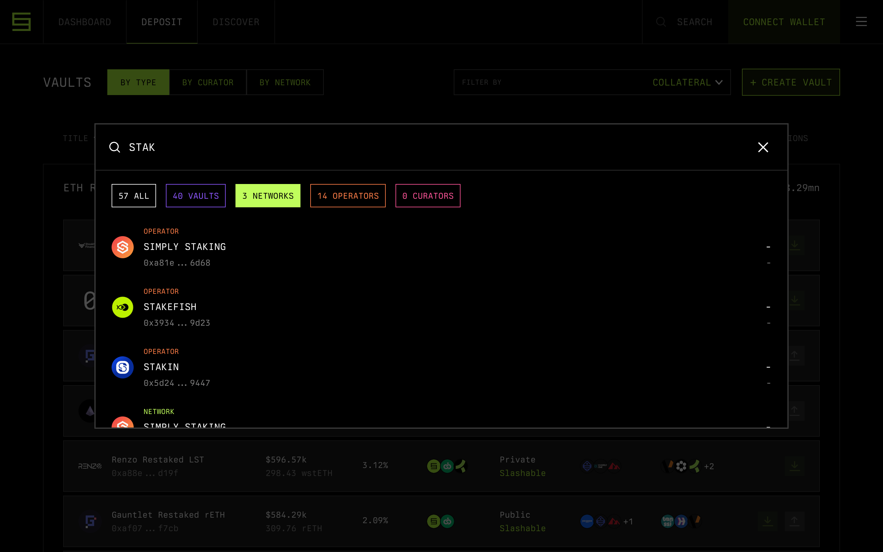 Symbiotic — search-network-results screenshot