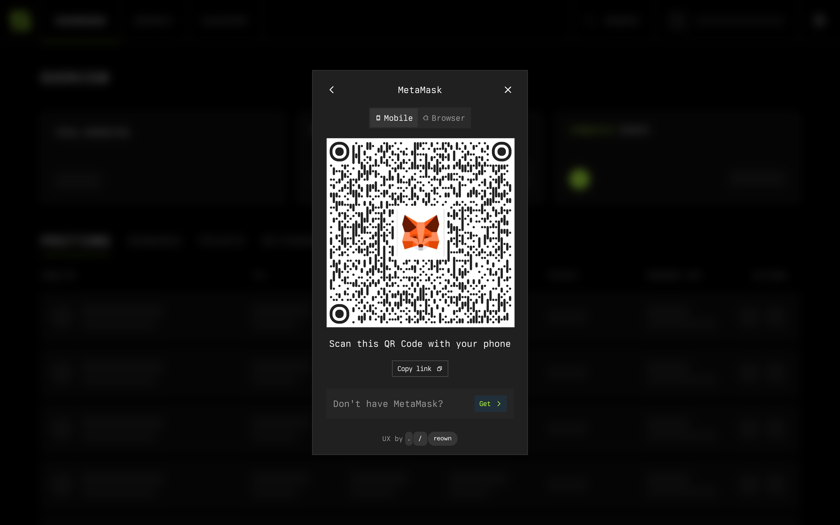 Symbiotic — metamask-qr-code screenshot