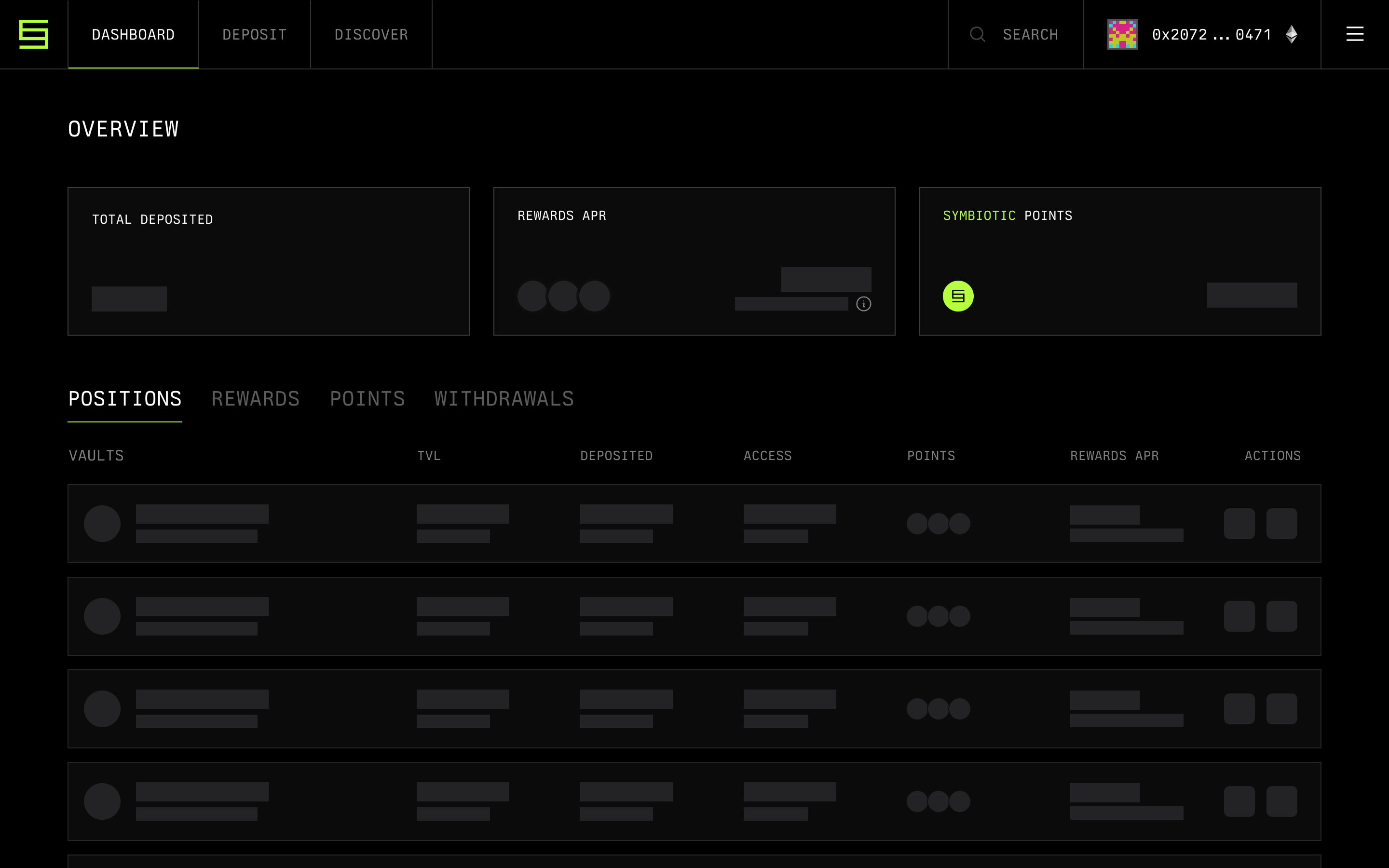 Symbiotic — dashboard-loading screenshot