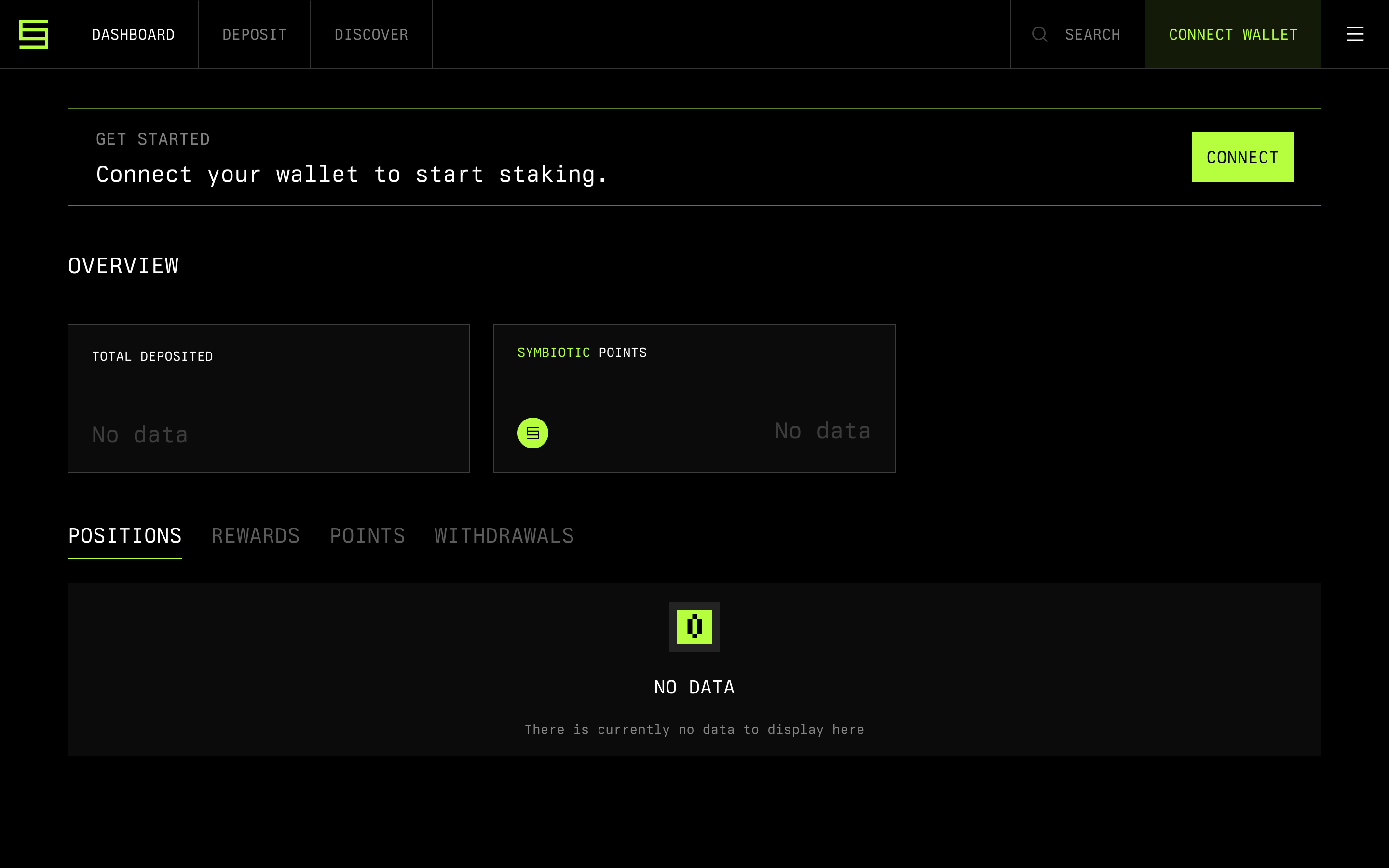 Symbiotic — dashboard-empty screenshot