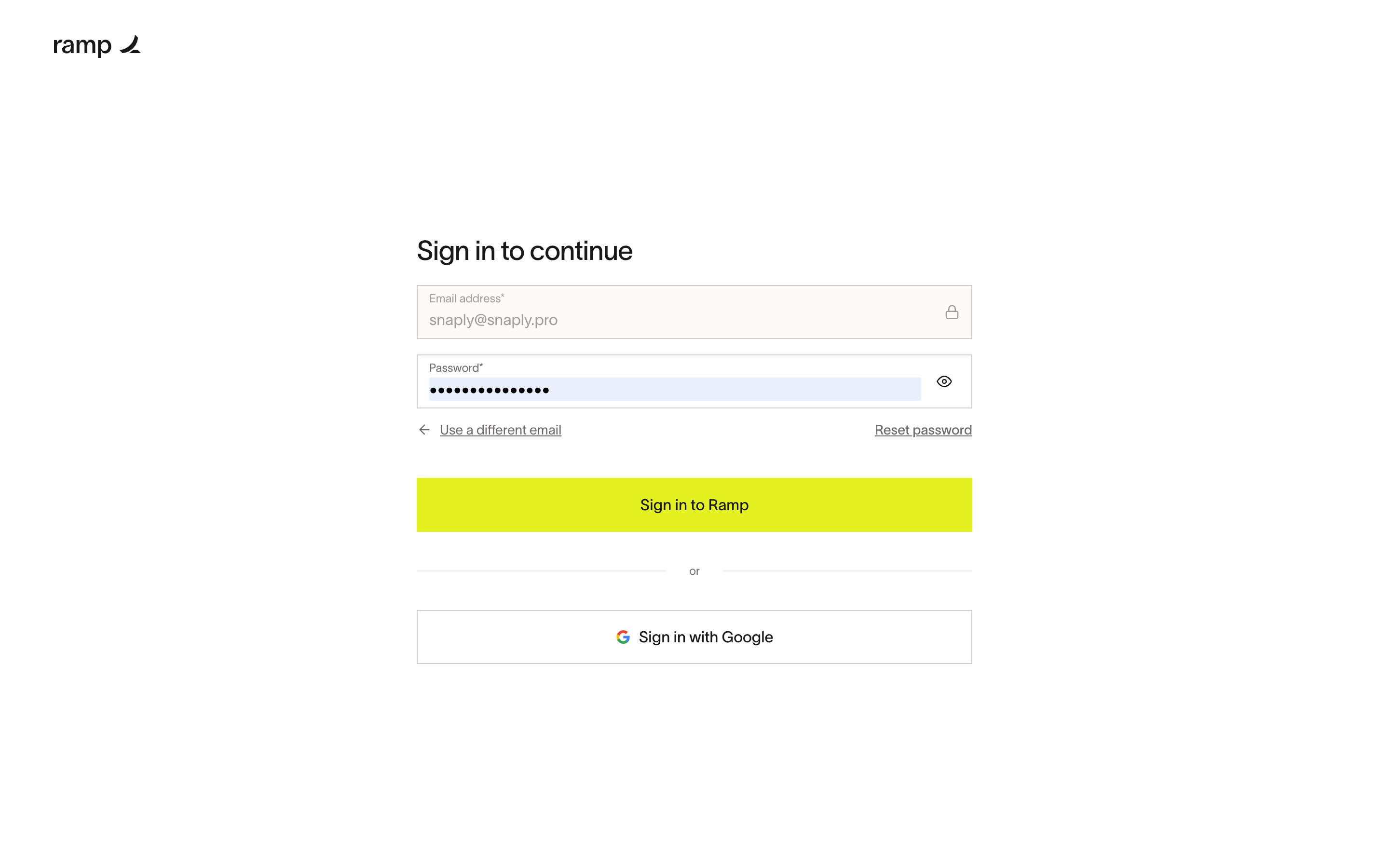 Ramp — login-filled-password screenshot